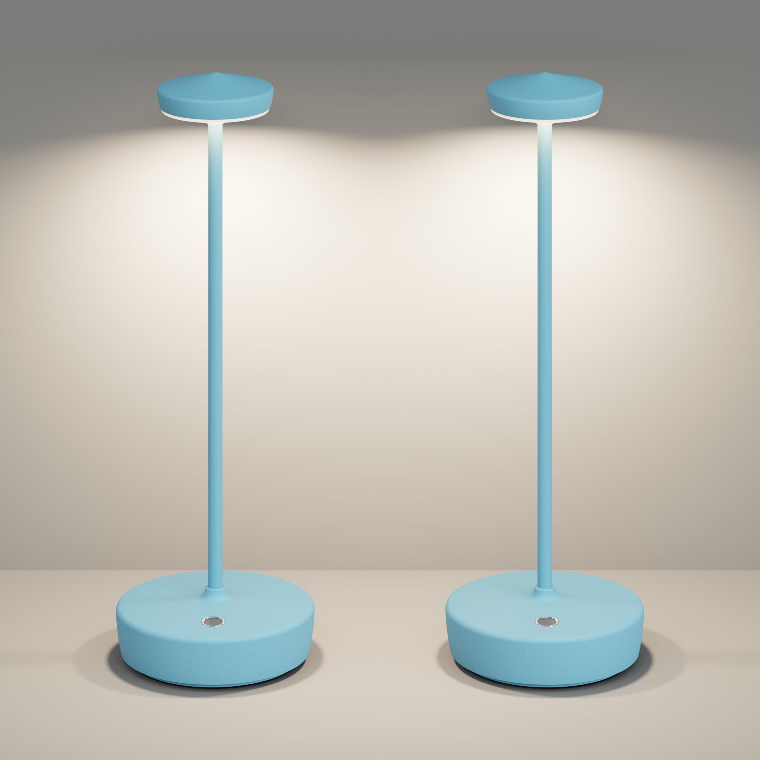 ZTFLOS Cordless LED Table Lamp Rechargeable 5000mAh Battery - Touch Control 3-Level Brightness  Portable Metal IP54 Waterproof for Patio  Restaurant  Cafe(2P Blue)