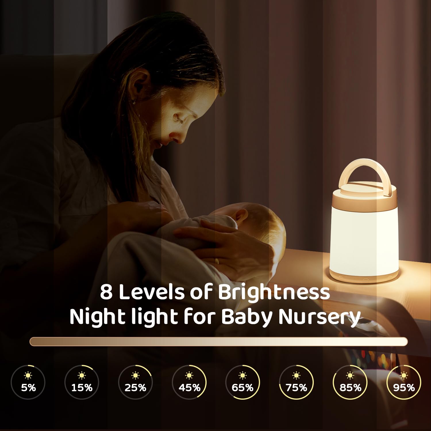 One Fire Kids Night Light - Dimmable 10 Colors, Rechargeable Portable Lamp, Touch Control, Model: Luz nocturna de bebé