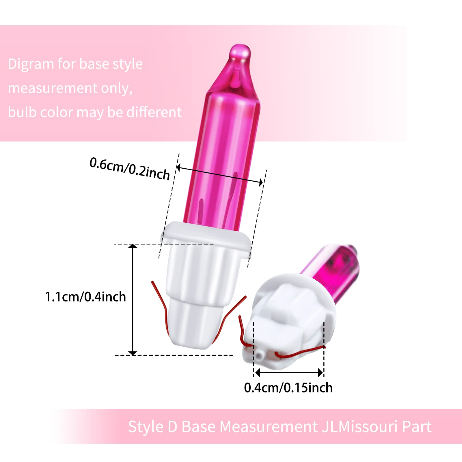 60Count 2.5V Christmas 50/100/150/200 Count Mini Incandescent Wire String Lights Replacement Bulbs Indoor/Outdoor Christmas Lights Decor For Home Xmas Tree (White Base With Pink Bulb)