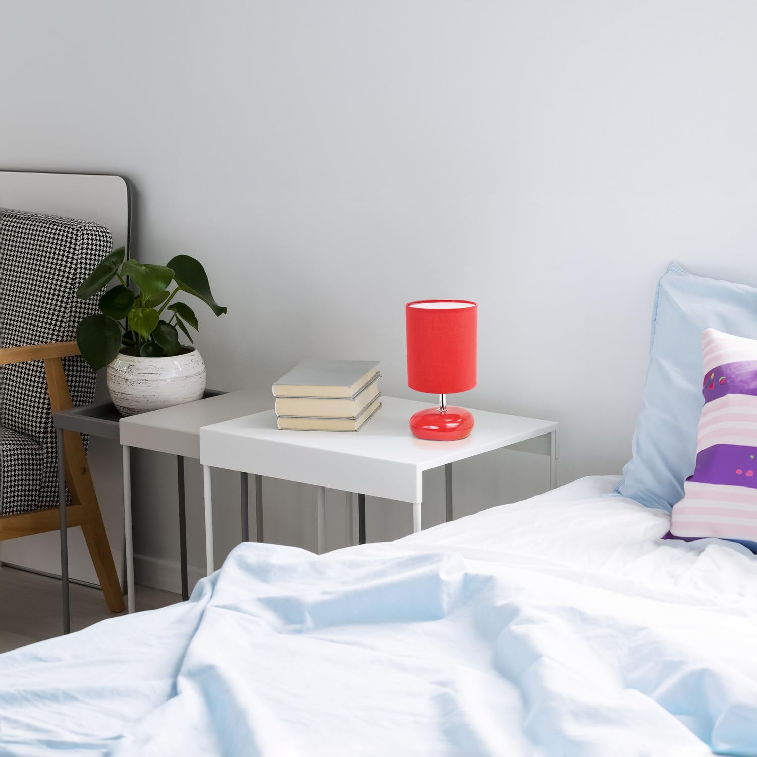 All The Rages Creekwood Home 10.24'' Red Traditional Mini Round Rock Ceramic Table Lamp