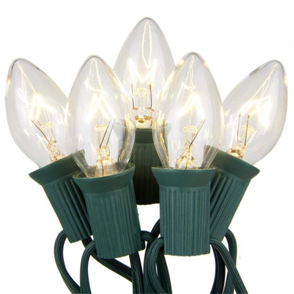 Couah C7 Christmas String Lights, 25Ft, Vintage Clear, 27 Incandescent Bulbs, Green Wire