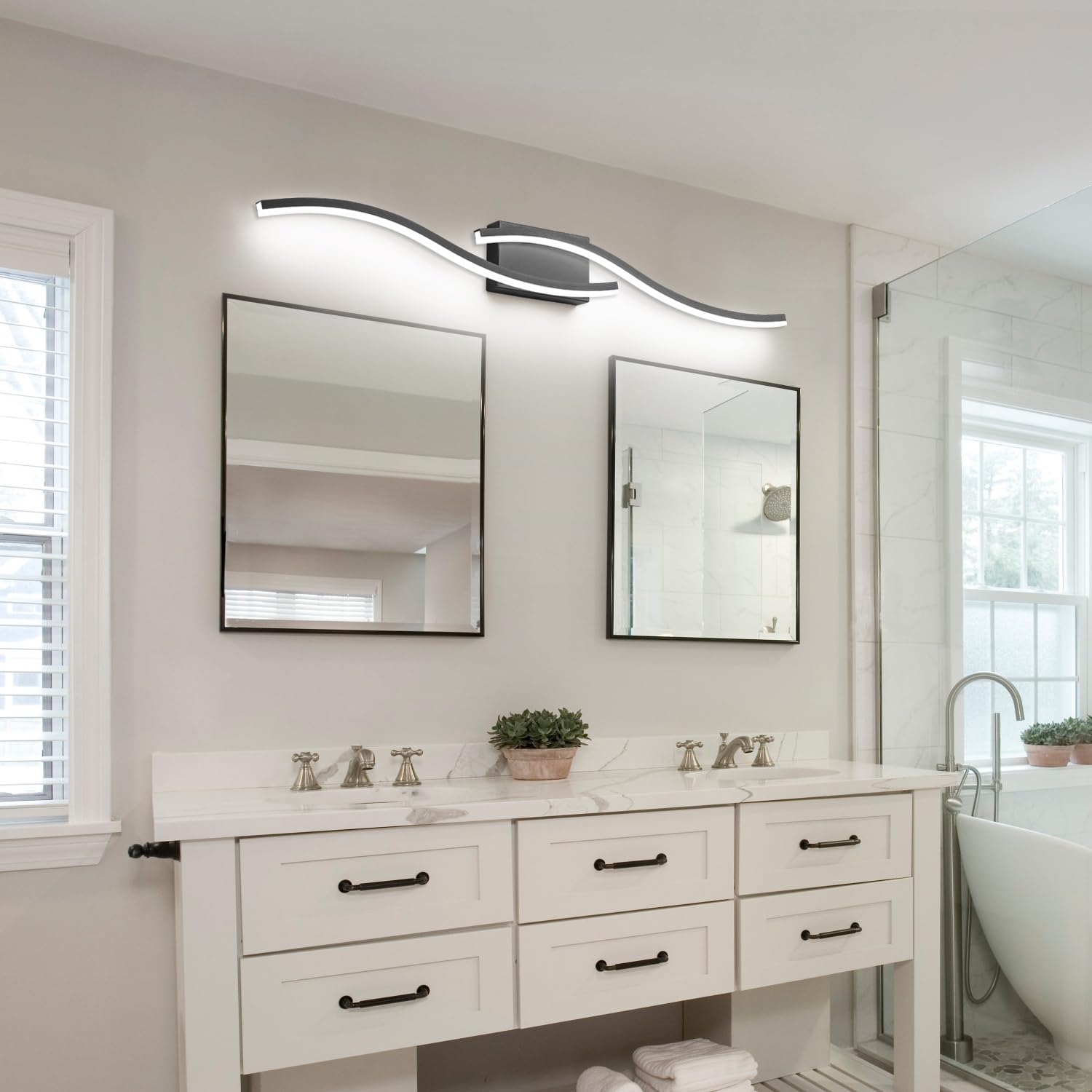 PRESDE 40 Inch Black LED Vanity Light Bar - Dimmable 3CCT Metal Bath Lighting Over Mirror