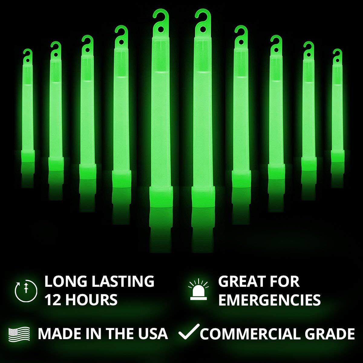 Cyalume Glow Sticks Military Grade Lightstick - Premium Green 6” Snaplight Emergency Chemical Light Stick With 12 Hour Duration (Bulk Pack Of 20 Chem Lights)