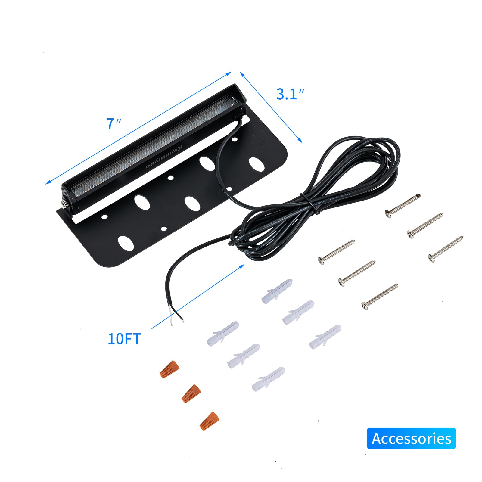 Kwinmyso 8-Packs 3W 7 Inch Led Hardscape Paver Lighting,12V Ac/Dc Low Voltage Retaining Wall Lights,Led Landscape Lighting,2700K Soft White Outdoor Step Light,50,000 Hours Lifespan-Black