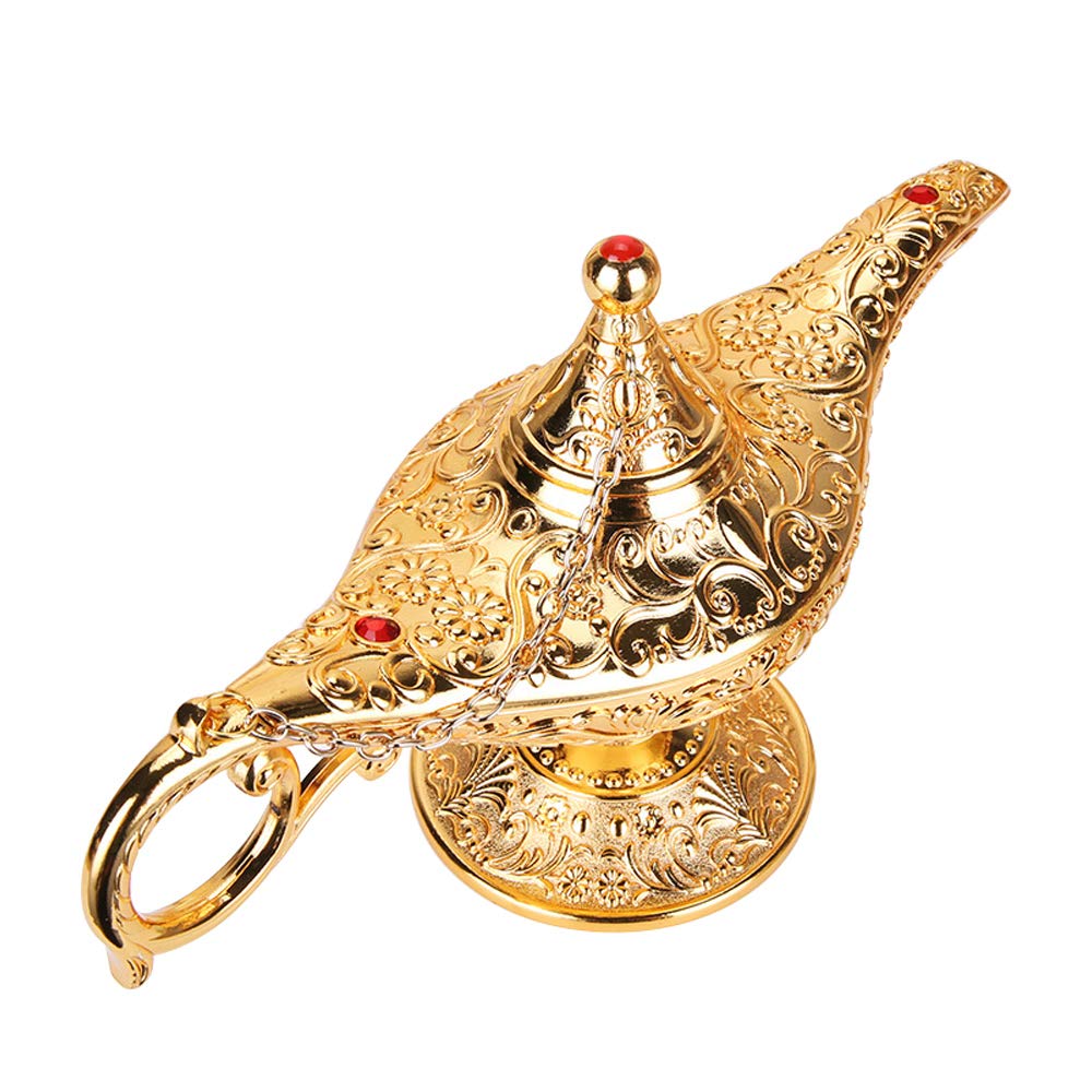 ANQIA Vintage Aladdin Magic Genie Lamp - Gold Zinc Alloy Decorative Light for Home Party & Wedding