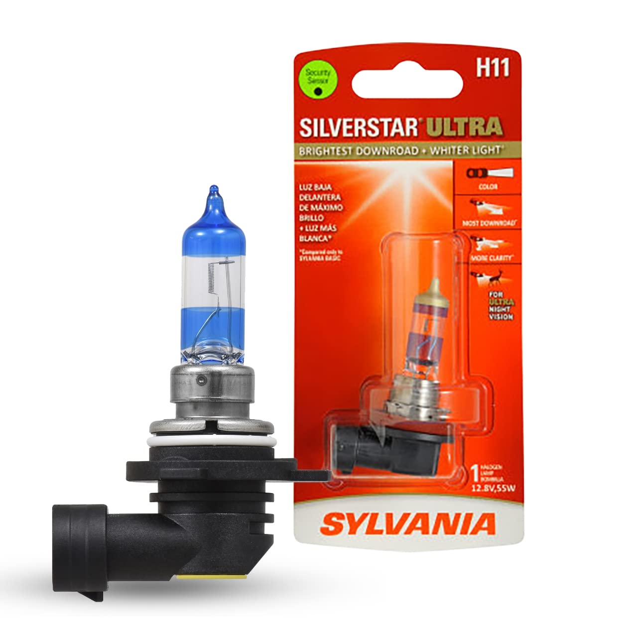 SYLVANIA 9012 SilverStar Ultra Halogen Headlight Bulb - High Beam, Low Beam, Fog - Silver