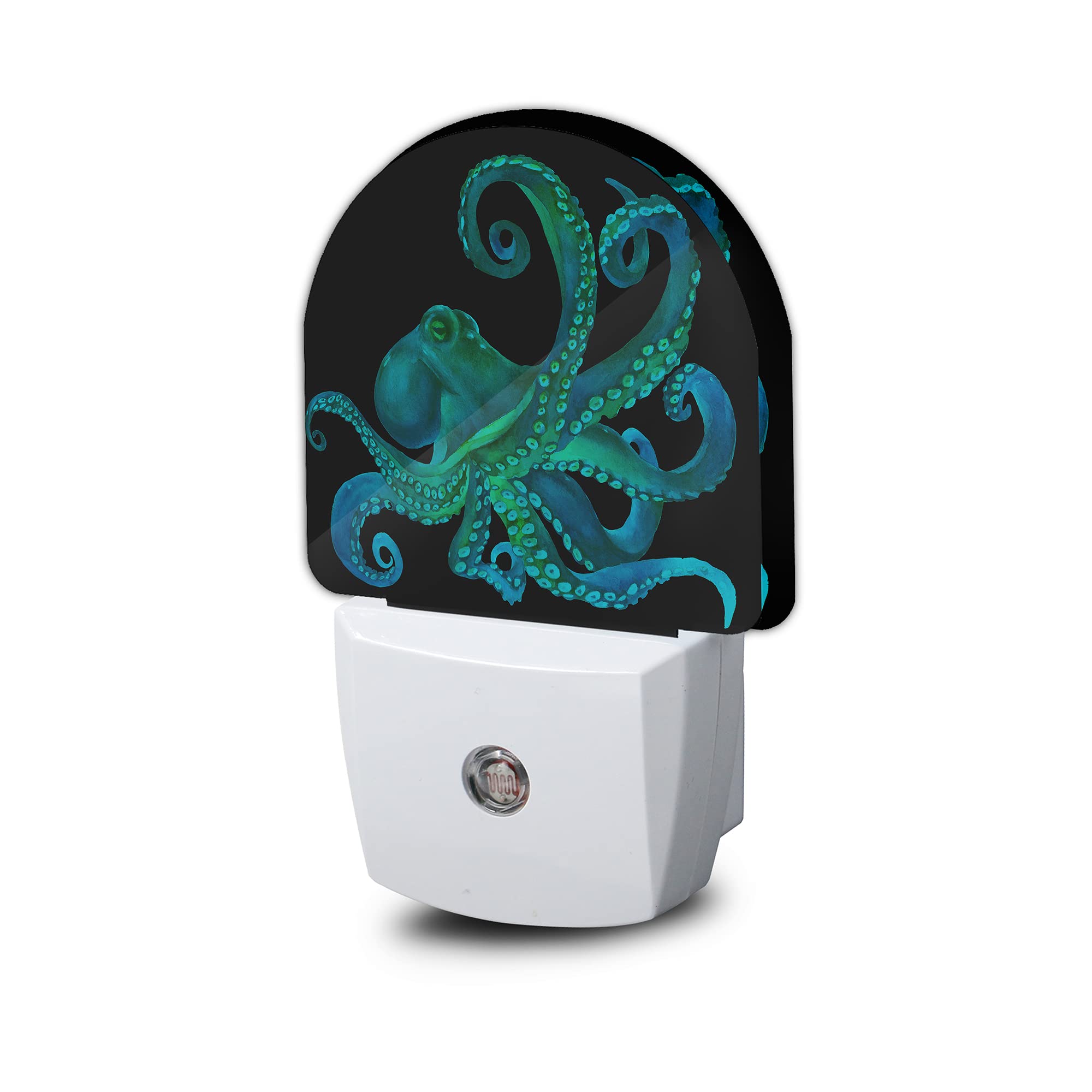 AOWULA Green Octopus Night Light,Fish Sea Life Plug-in Wall Led Night Lights Decor for Boys Girls Room,Dusk to Dawn Sensor Wall 