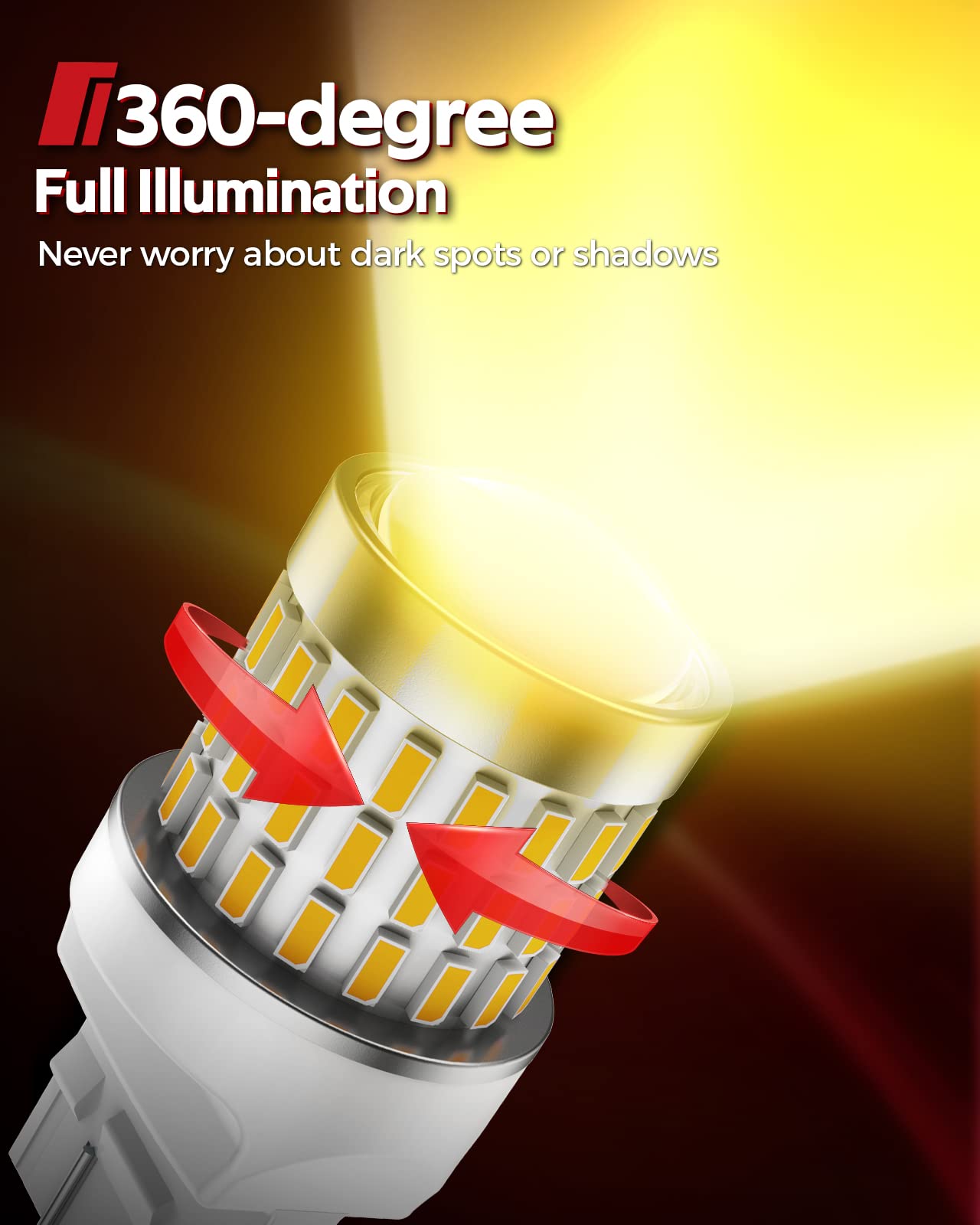 Torchbeam LED Turn Signal Light Bulbs, Amber, 7443/7440, Aluminum, Projector Replacement for Parking Front Rear