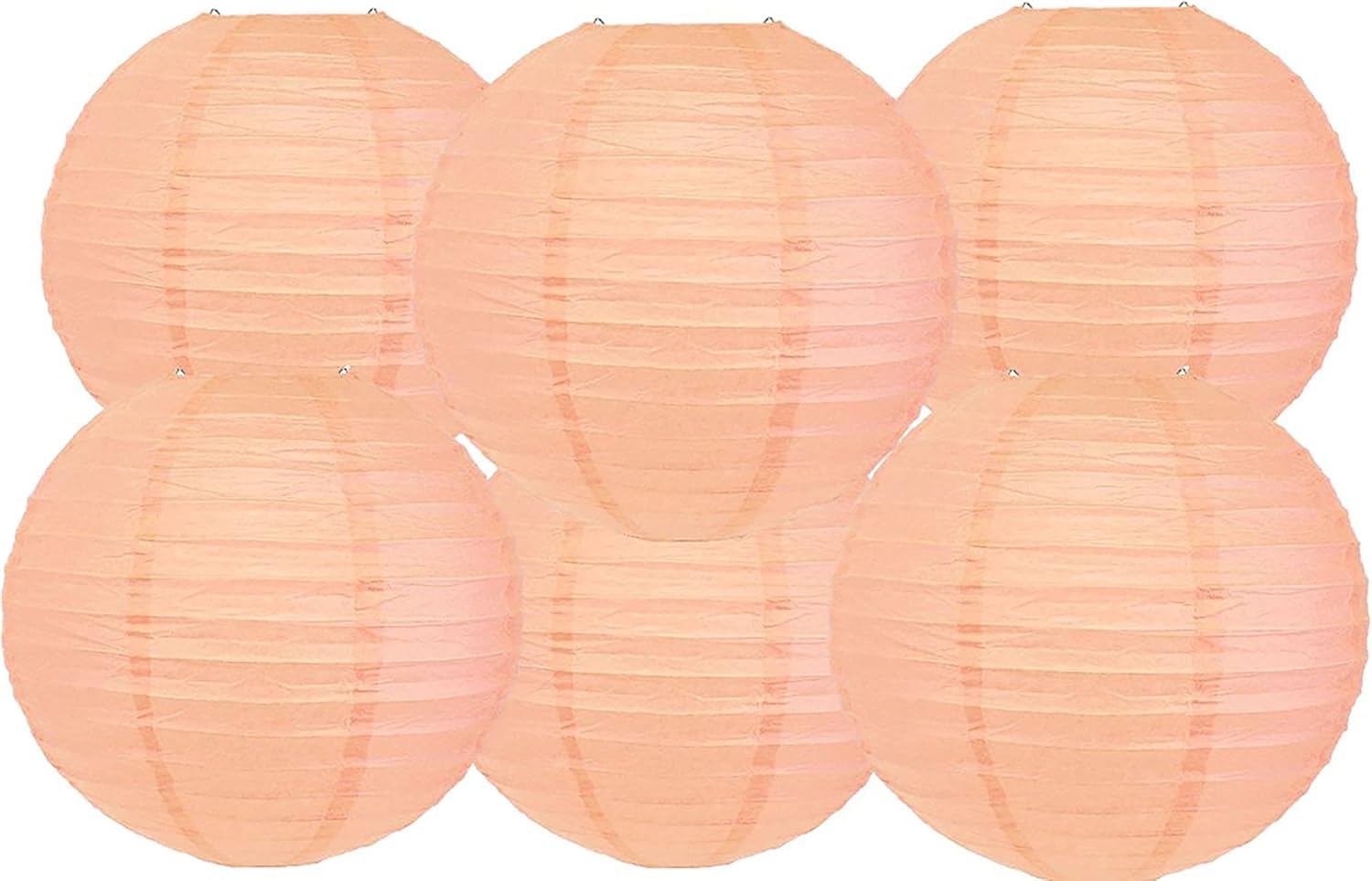 Pack of 6 Round Paper Lantern Lamp Paper Lanterns Party Decorations (Peach, 6''/15CM)