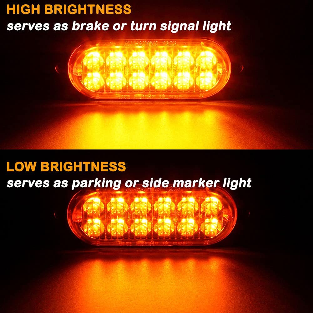 At-Haihan Pack Of 2 Aluminum Housing Amber Led Trailer Turn Signal Brake Parking Side Maker Lights, Dot Compliant Waterproof Surface Mount Lighting For Truck Tractor Jeep Rv