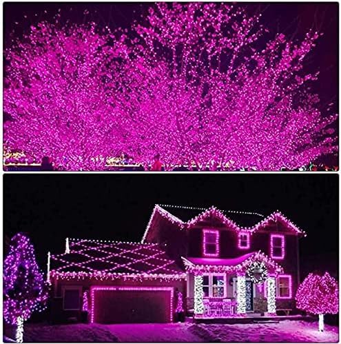 ILLUMINEW Pink String Lights Outdoor Valentines Day Decorations, 8 Modes Fairy Christmas Lights Plug in for Bedroom Tree Outside