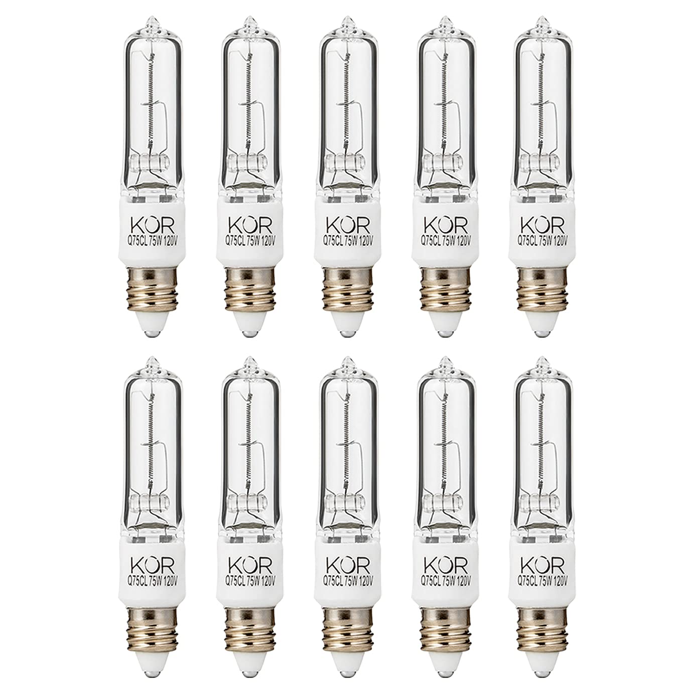 Kor (Pack Of 10) Q75Cl/Mc - 75 Watt Jd T4 E11 Mini Candelabra Base 120V Clear Light Bulbs