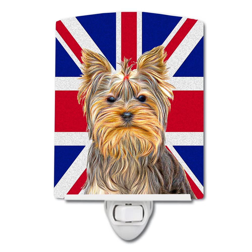 Carolines Treasures Ceramic Night Light, Yorkie with British Flag, 6x4x3in, Multicolor, Model KJ1163CNL
