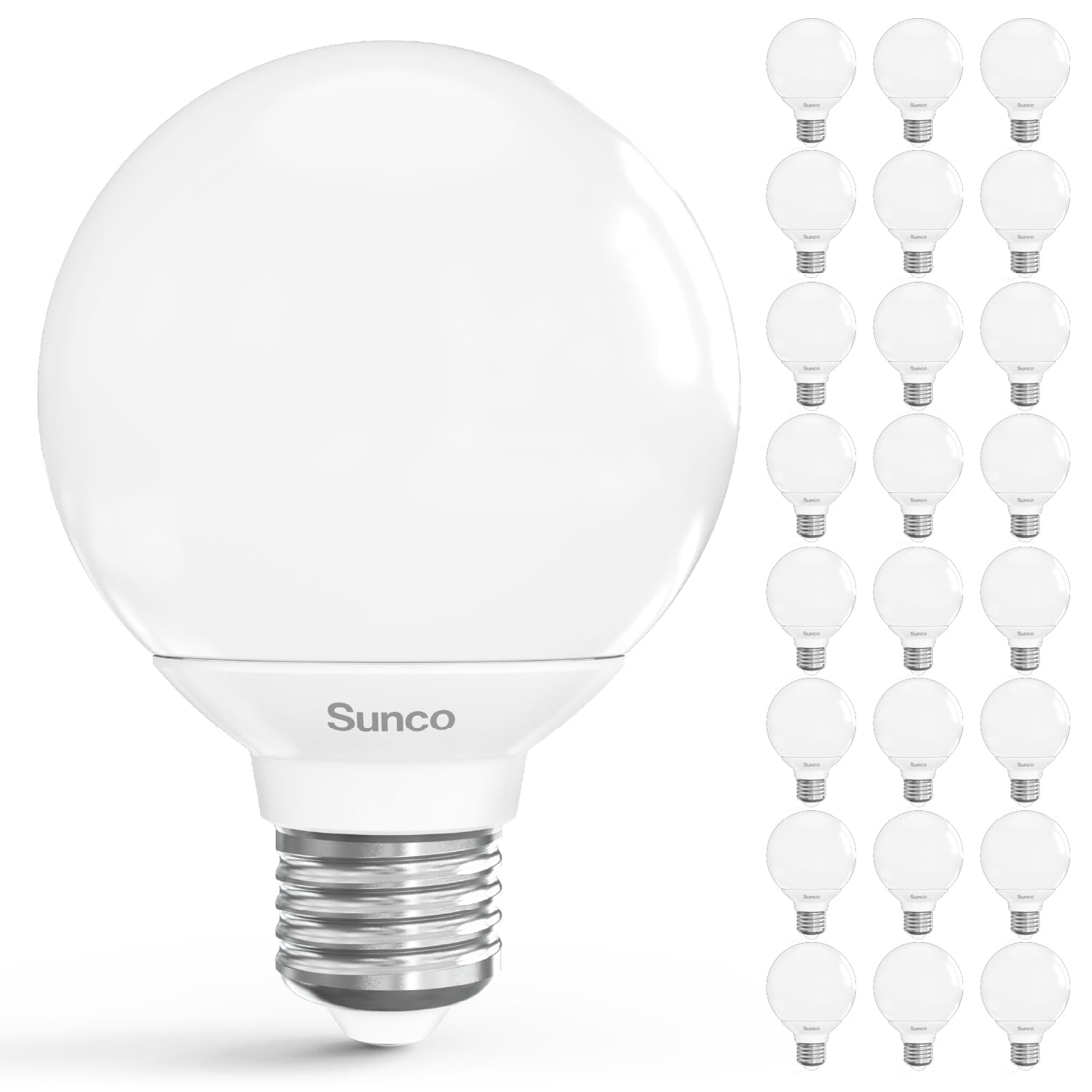 Sunco 24 Pack G25 LED Light Bulbs, Vanity Globe Bathroom Light Bulb, 450 LM, 2700K Soft White, 6W (40W Equivalent), Dimmable Mir