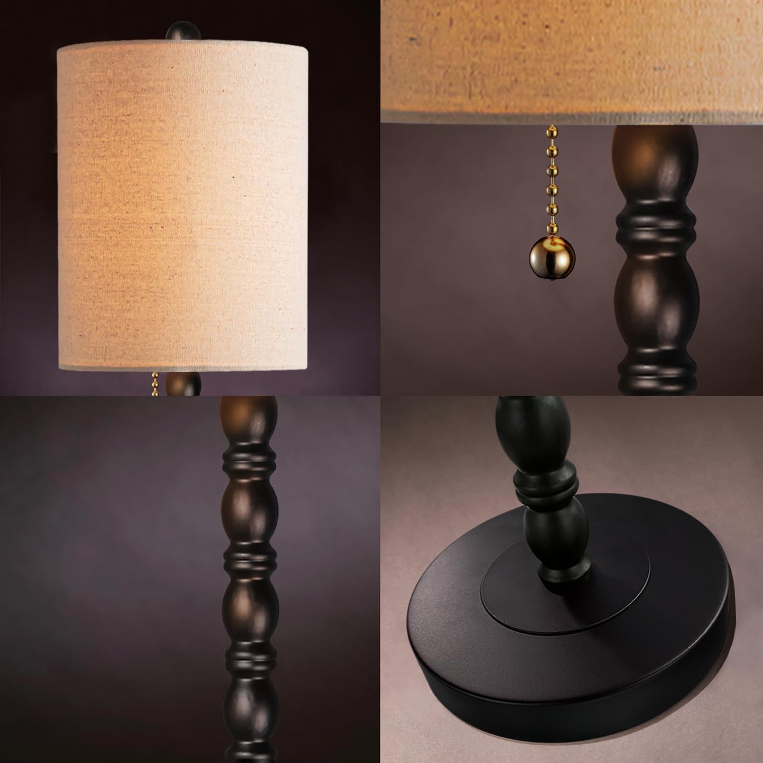 Lampworks Set of 2 Buffet Lamps, 30" Tall Matte Black Table Lamps for Living Room, Rustic Farmhouse Design, Model TLS1062