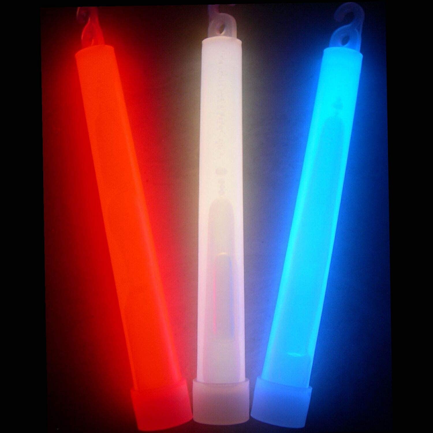Glow Sticks Bulk Wholesale, 1200 6    Industrial Grade Light Sticks, Bright Red/White/Blue Patriotic Colors, Glow 12-14 Hrs, Glo
