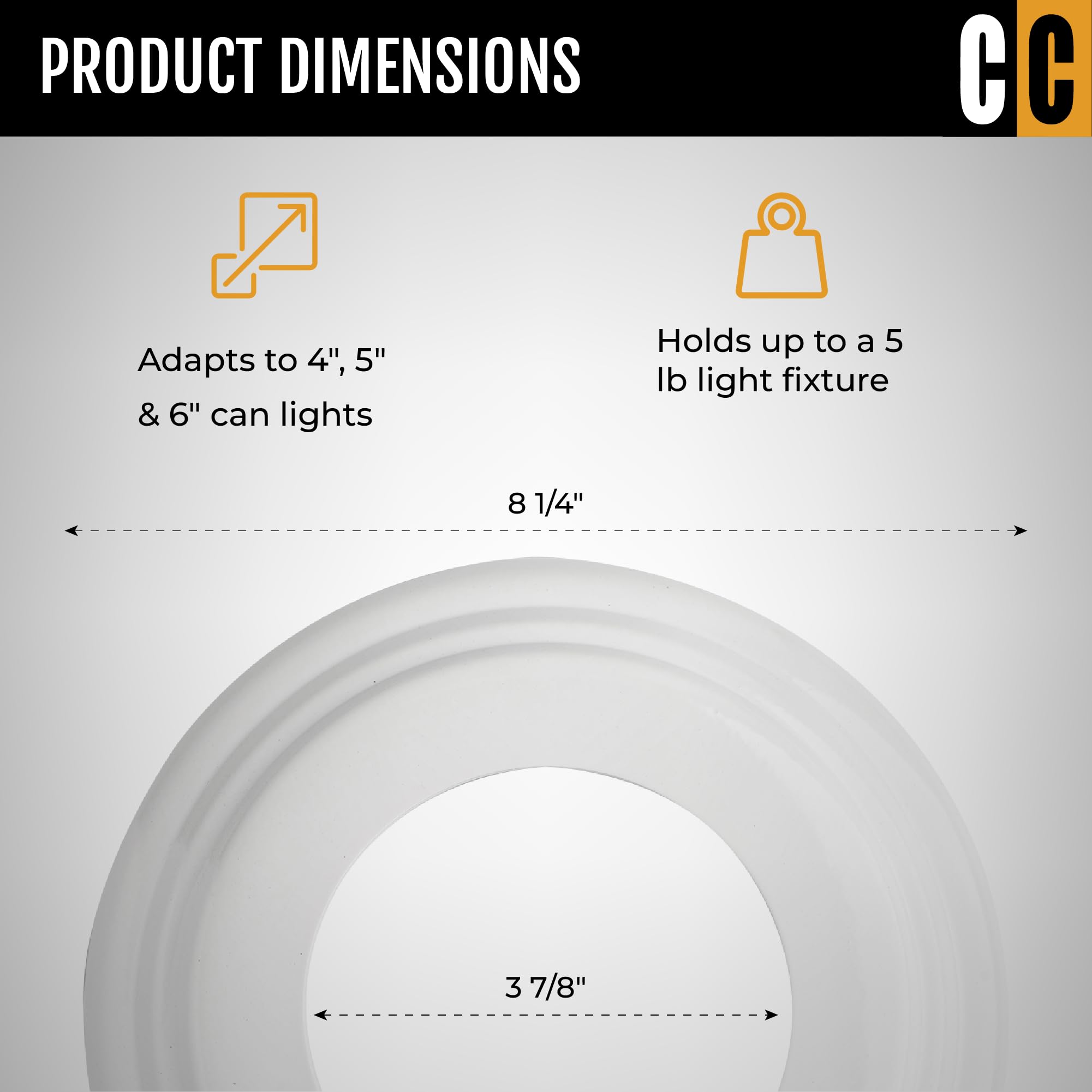 The Can Converter - R1, Recessed Can Light Conversion Kit, For Ceiling Light Fixture, Recessed Lighting, Pendant Light, Hanging Light, For Home Improvement, With 8¼ Beveled Ceiling Medallion, White