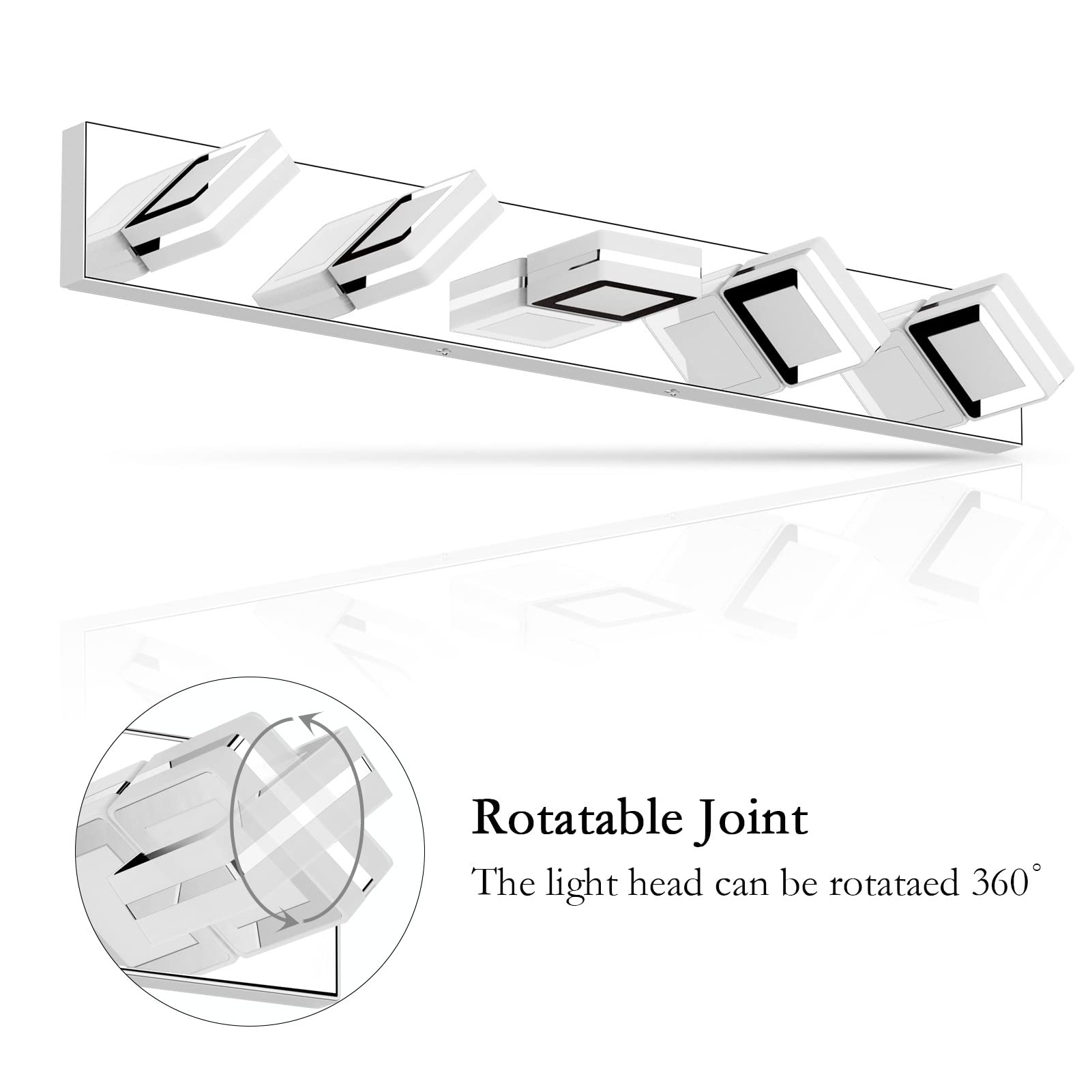 Ralbay 5 Light Modern LED Vanity Light, Chrome Stainless Steel, Model 8596, Wall Mounted, Up and Down Acrylic Lighting for Bathroom