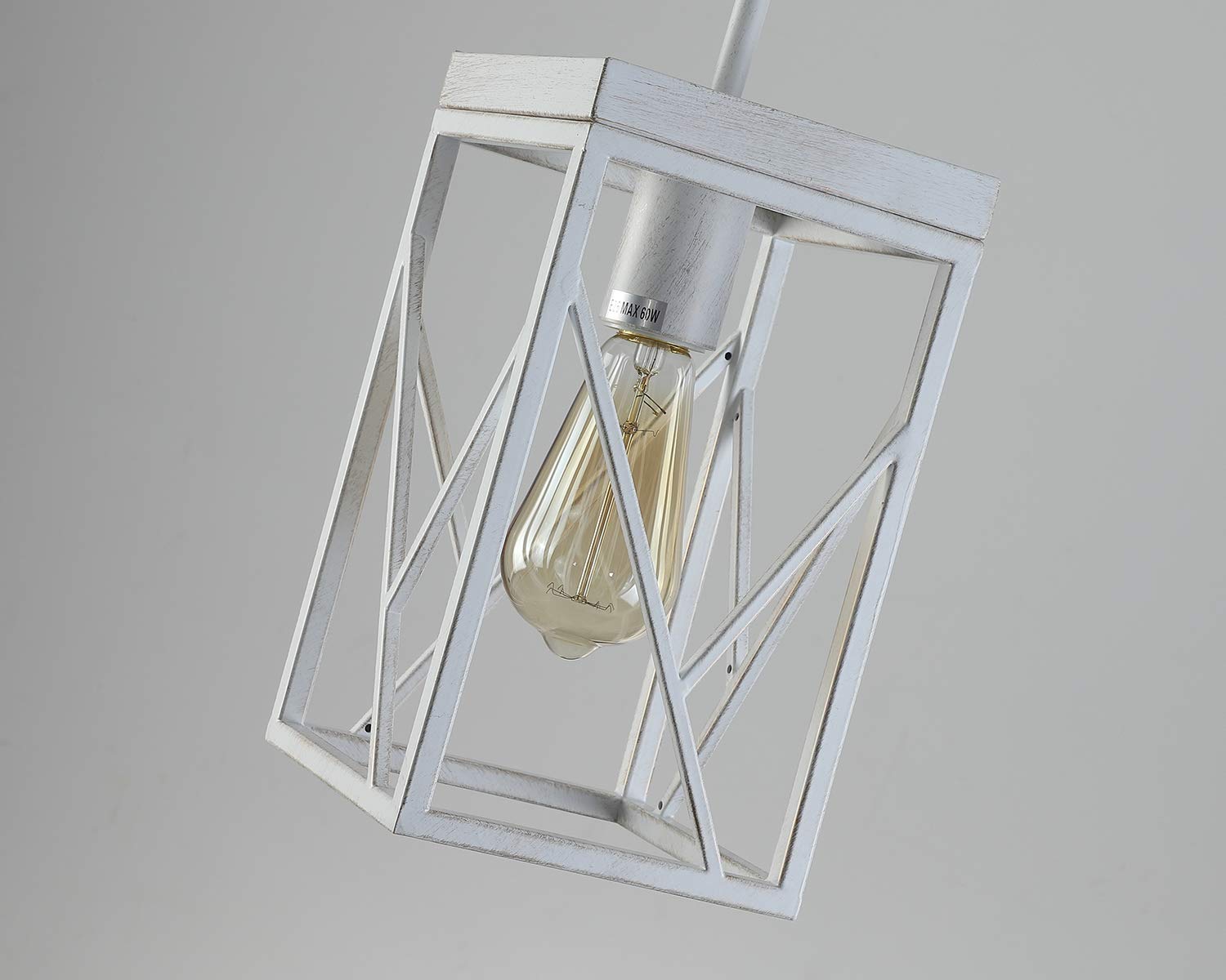 Fivess Lighting Modern Farmhouse Pendant Light, Mini, Metal, White with Gold