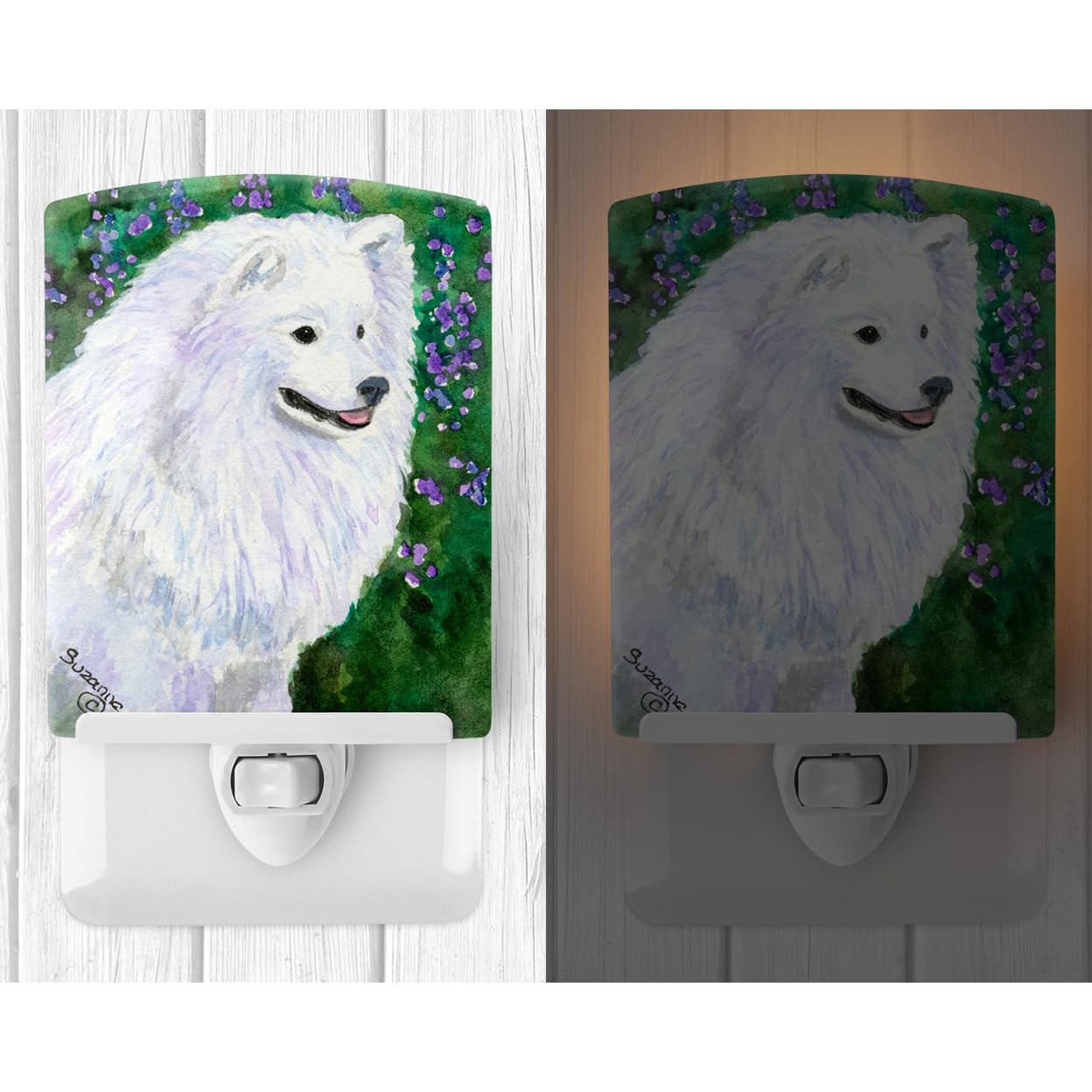 Carolines Treasures Ceramic Night Light, UL-Certified, 6x4x3 inches, American Eskimo 8965, Ideal for Bedroom, Bathroom, Nursery, Multicolor