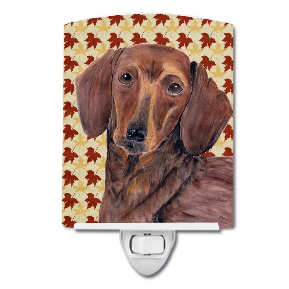 Carolines Treasures Ceramic Night Light Dachshund Fall Leaves 6x4x3 Multicolor Model SC9208CNL