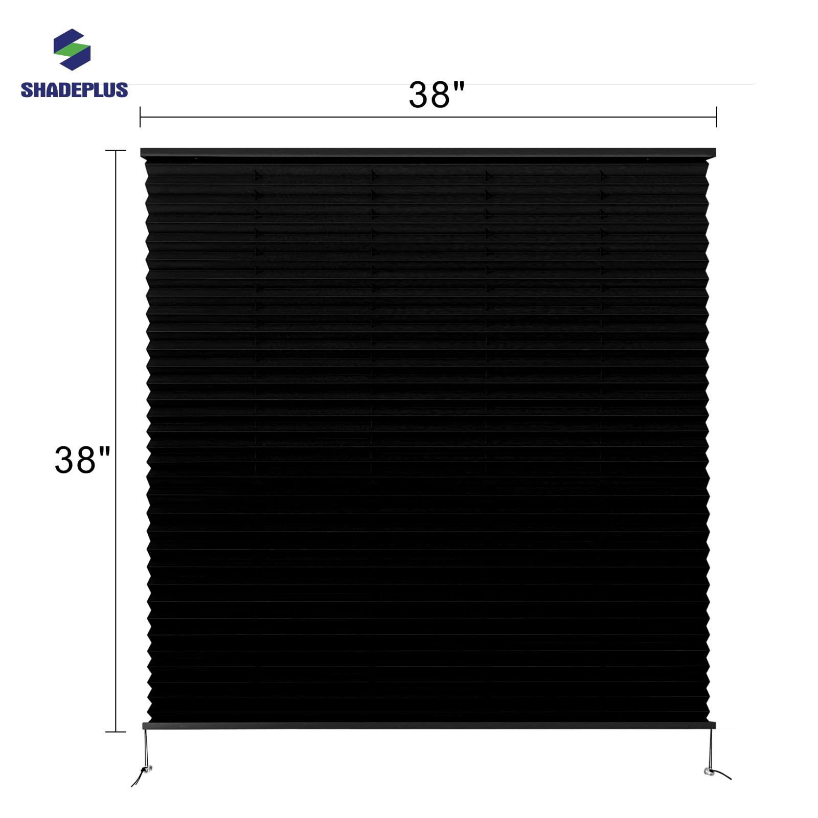 SHADEPLUS RV Blinds Pleated Shades 38in W x 38in H Black Polyester Blend Model NBZL-BLACK-38/38