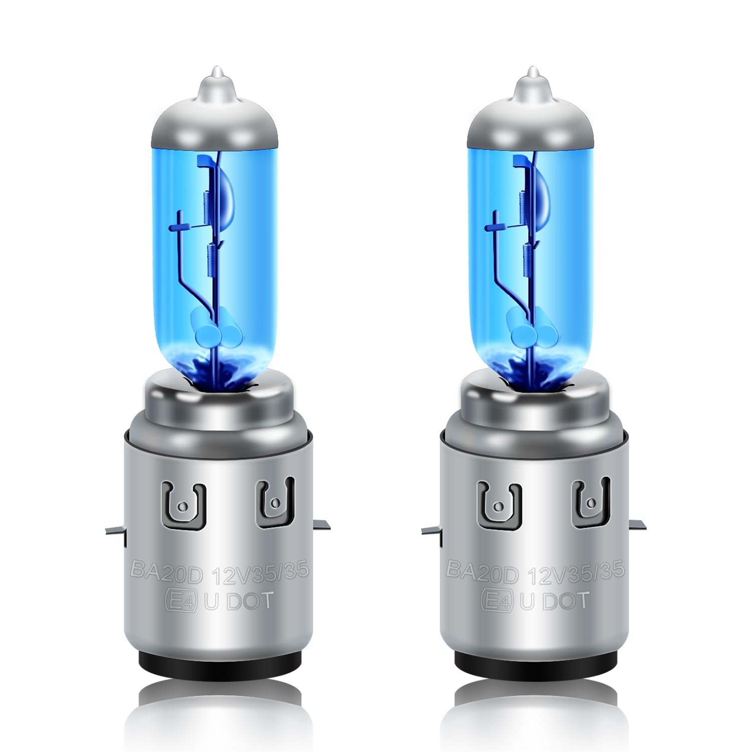 DZG Halogen Bulbs 12V 35/35W Warm White BA20D Motorcycle Light Bulbs, Pack of 2