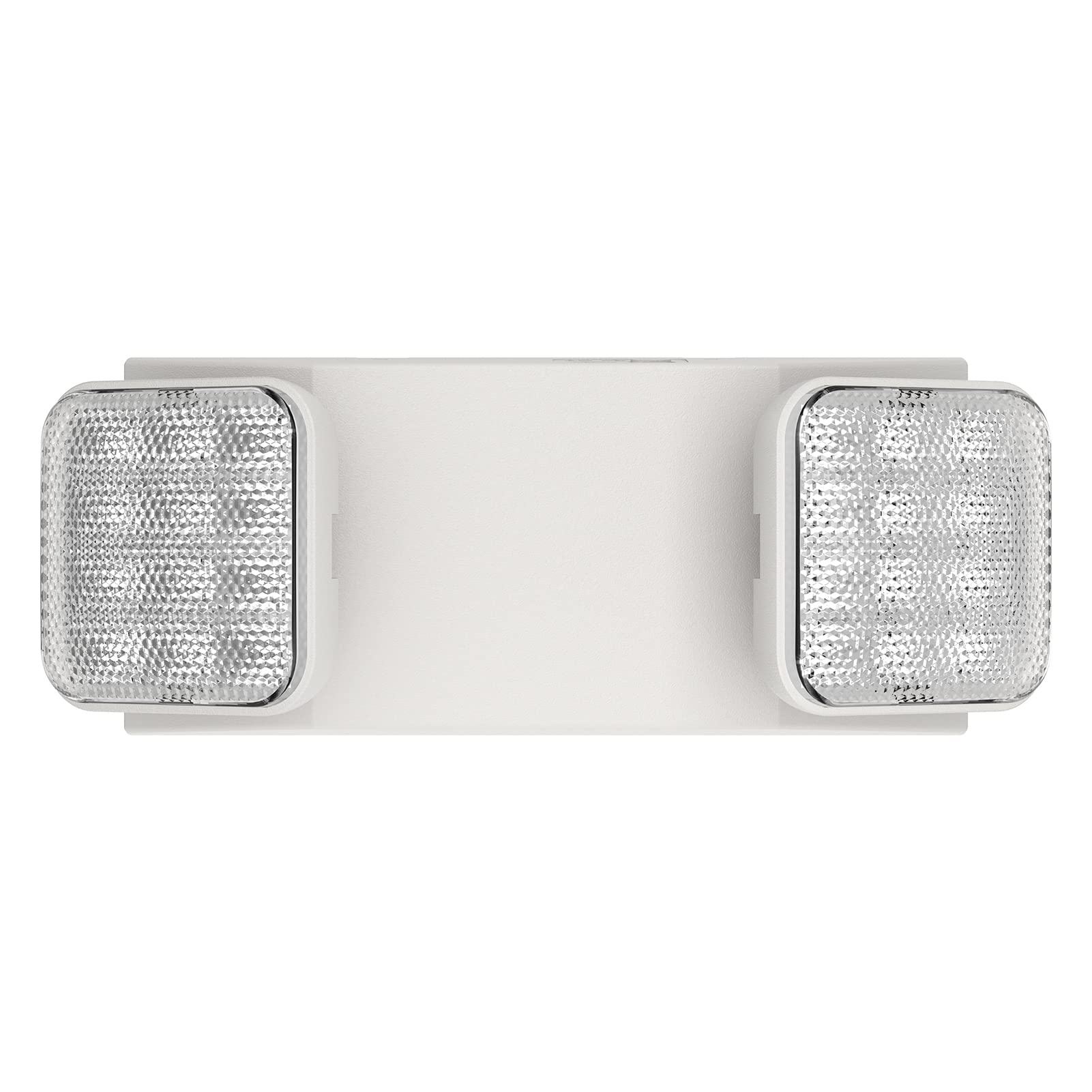 EXITLUX 1 Pack LED Emergency Lighting Fixture with 2 LED Heads-Hardwired Adjustable White Commercial Emergency Lights with Batte