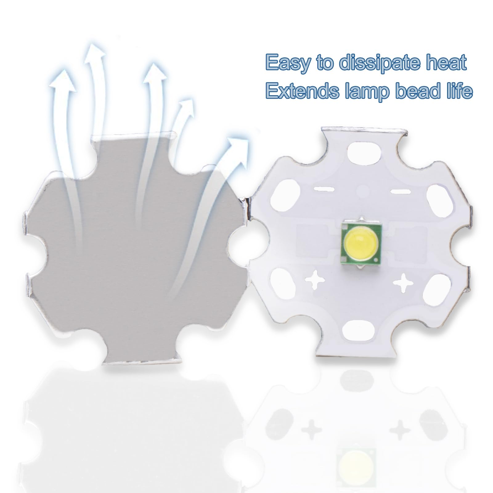 Ledguhon 5Pcs 3W 6500K White 3535 Smd High Power Led Chip With Aluminum Plate 20Mm Star Pcb Base Heat Sink Led Chip Replacement(