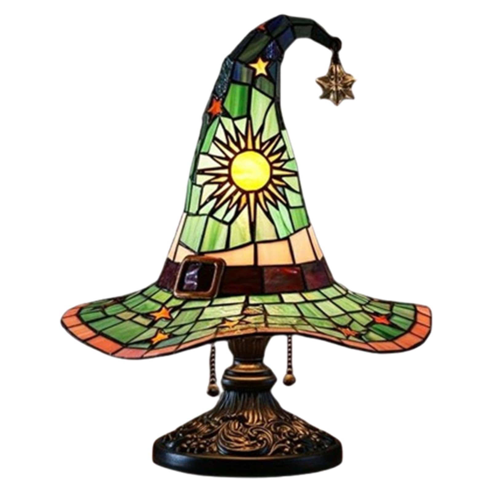 Yuspoer Witch Hat Lamps, 2025 Stained Glass Witch Hat Lamp With Mystical Charm,Handmade Witch Hat Shape Gothic Lamp For Wiccans 