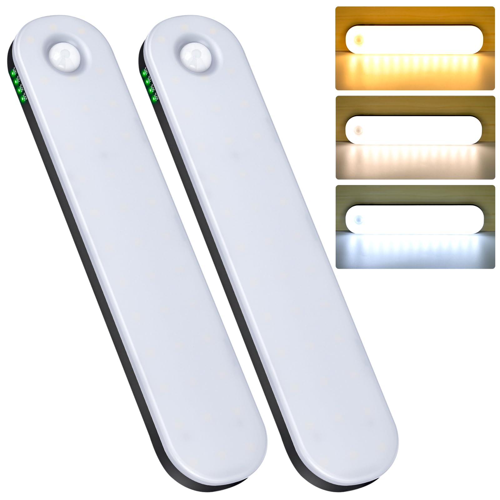 deerdance Under Cabinet Lighting, Motion Sensor, Dimmable, 2600mAh, Wireless, 2-Pack, Black, Model GLS-C030