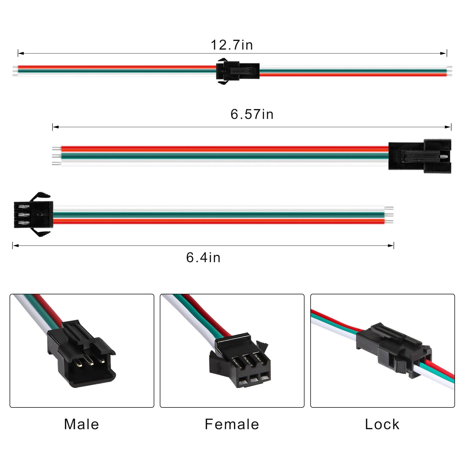Visdoll 30 Pairs Jst Sm 3 Pin Connectors 15Cm 20Awg Wire Female/Male Led Connector For Ws2812B Ws2811 Ws2812 Ws2814 Sk6812 Cct Led Strip Light