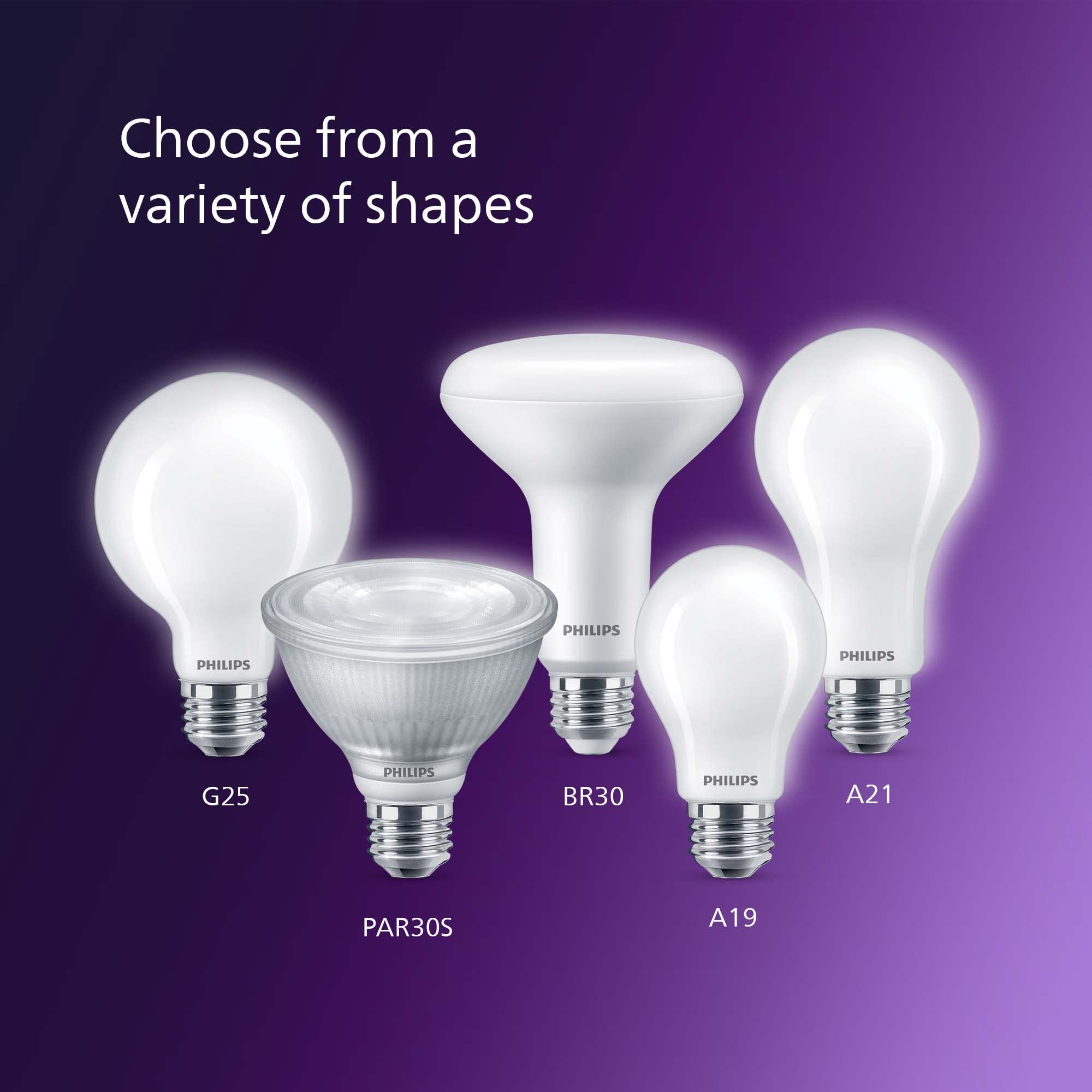 Philips LED A19 Frosted Dimmable Light Bulbs 60W 800 Lumen E26 Base Soft White 2700K 4 Pack Glass