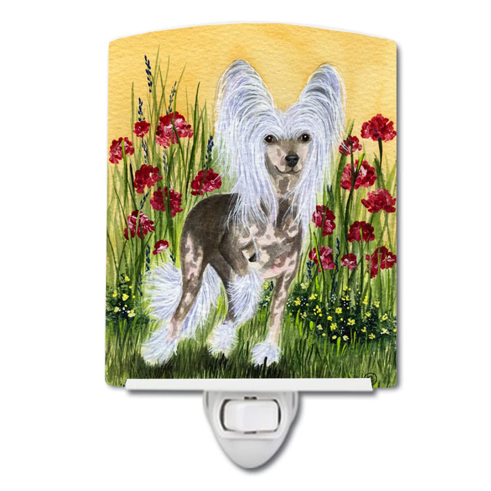 Caroline'S Treasures Ss8185Cnl Chinese Crested Ceramic Night Light Compact, Ul-Certified, Ideal For Bedroom, Bathroom, Nursery, Hallway, Kitchen, 6X4X3, Multicolor