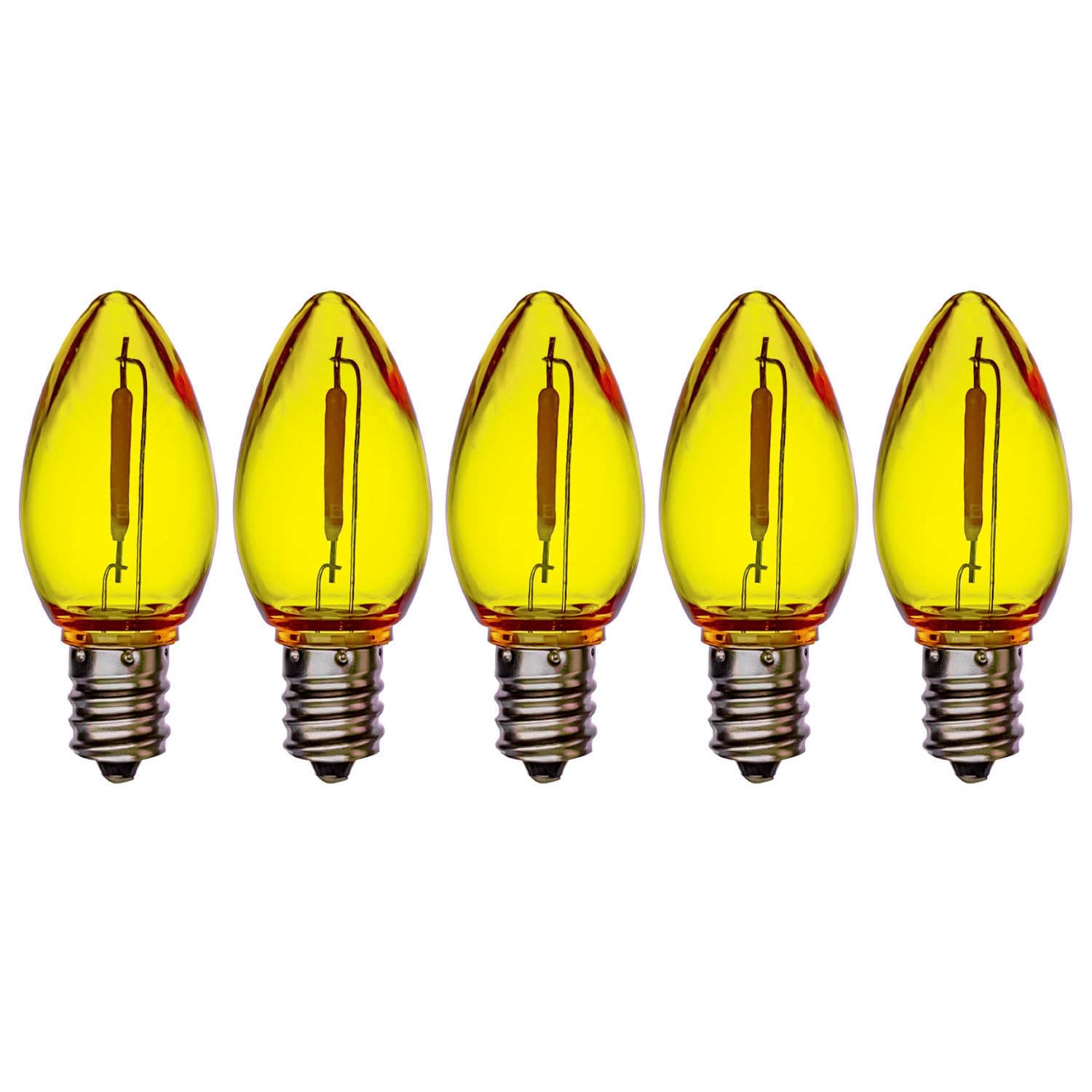 EZLS C7 Yellow Colored LED Filament Plastic Bulbs Pack of 5