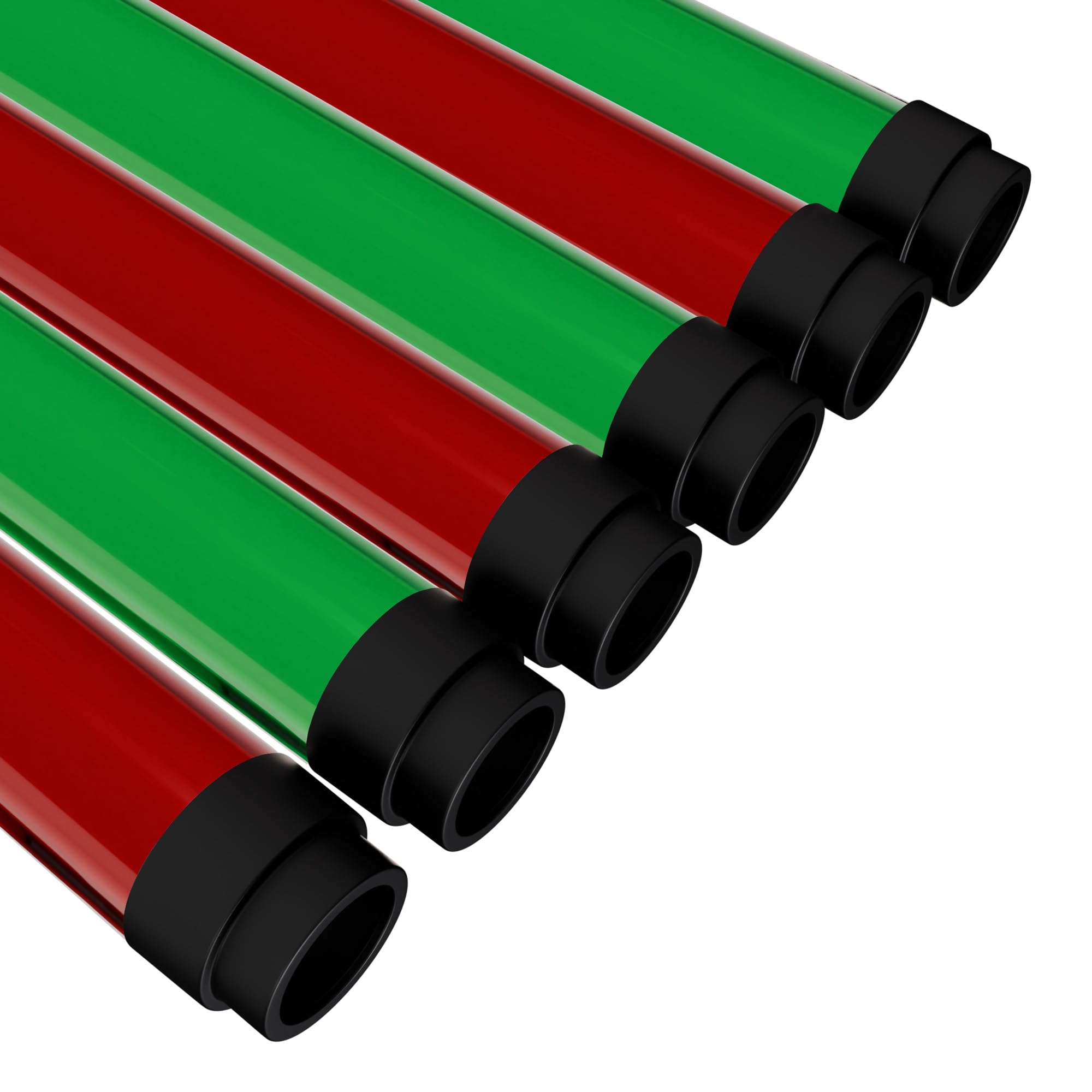 Kastlite T8 Led/Fluorescent Light Tube Guard With End Caps - 46-3/8 Lamp Diffuser Covers & Safety Sleeves  Christmas Red/Green Protective Plastic Bulb Covering & Overhead Lighting Accessory  6-Pack