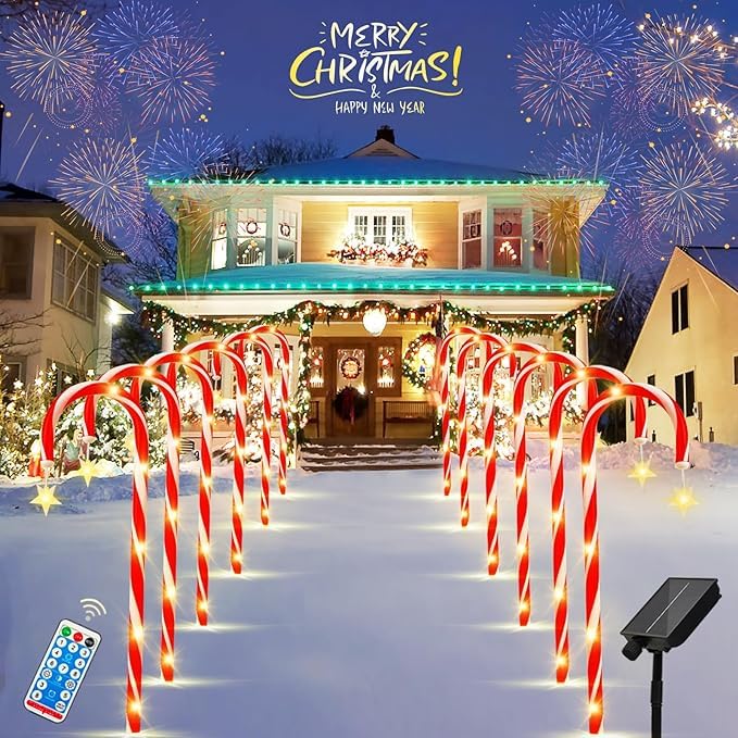 Christmas Decorations Candy Cane Lights with 8 Modes, Christmas Lights Outdoor Waterproof, Christmas Outdoor Decorations for Yar