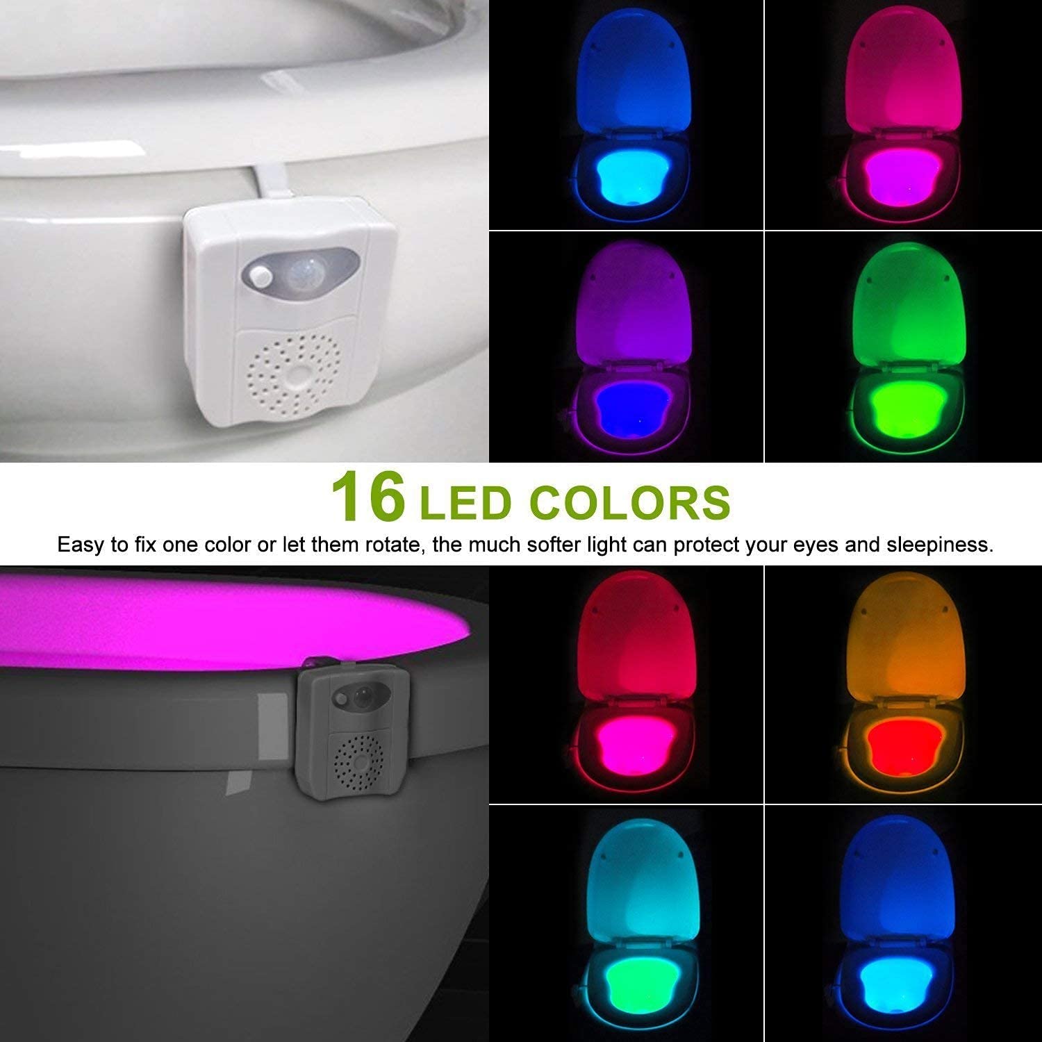 Zezhou Toilet Light Motion Sensor - 16 Color Led Night Lights For Toilet Bowl With Aromatherapy For Bathroom, Funny Gifts Idea For Dad Men Women Kids Teen Boys, Cool Fun Gadgets For Stocking Stuffer