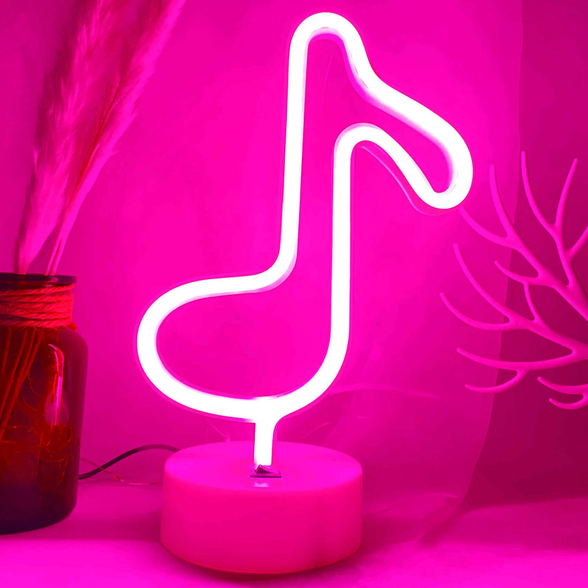 Night Light Note VIFULIN Musical Note Lights Neon Pink Lights Music Note Lights LED Neo ...