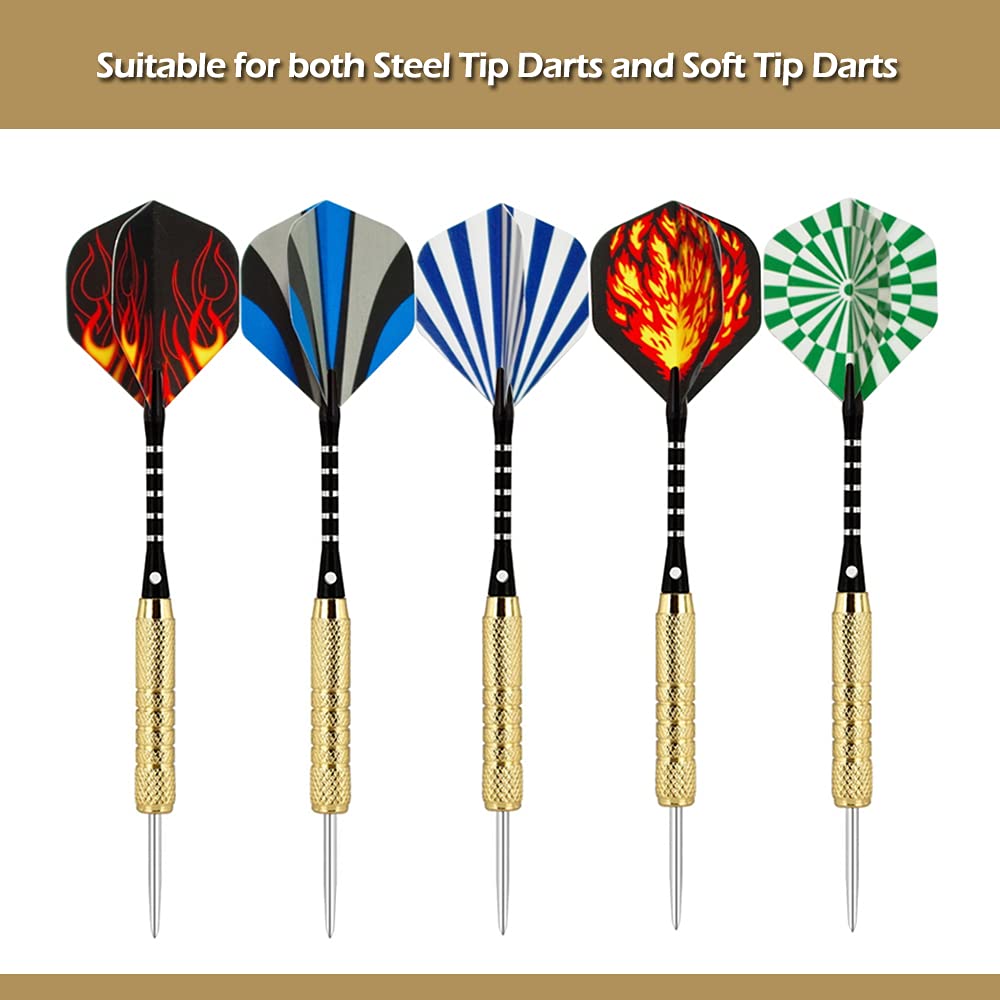Wolftop Standard Dart Flights 40 Sets 120 Pcs - Durable Pet And Laser Replacement Feather Tail Wings - Dart Accessories Kit For