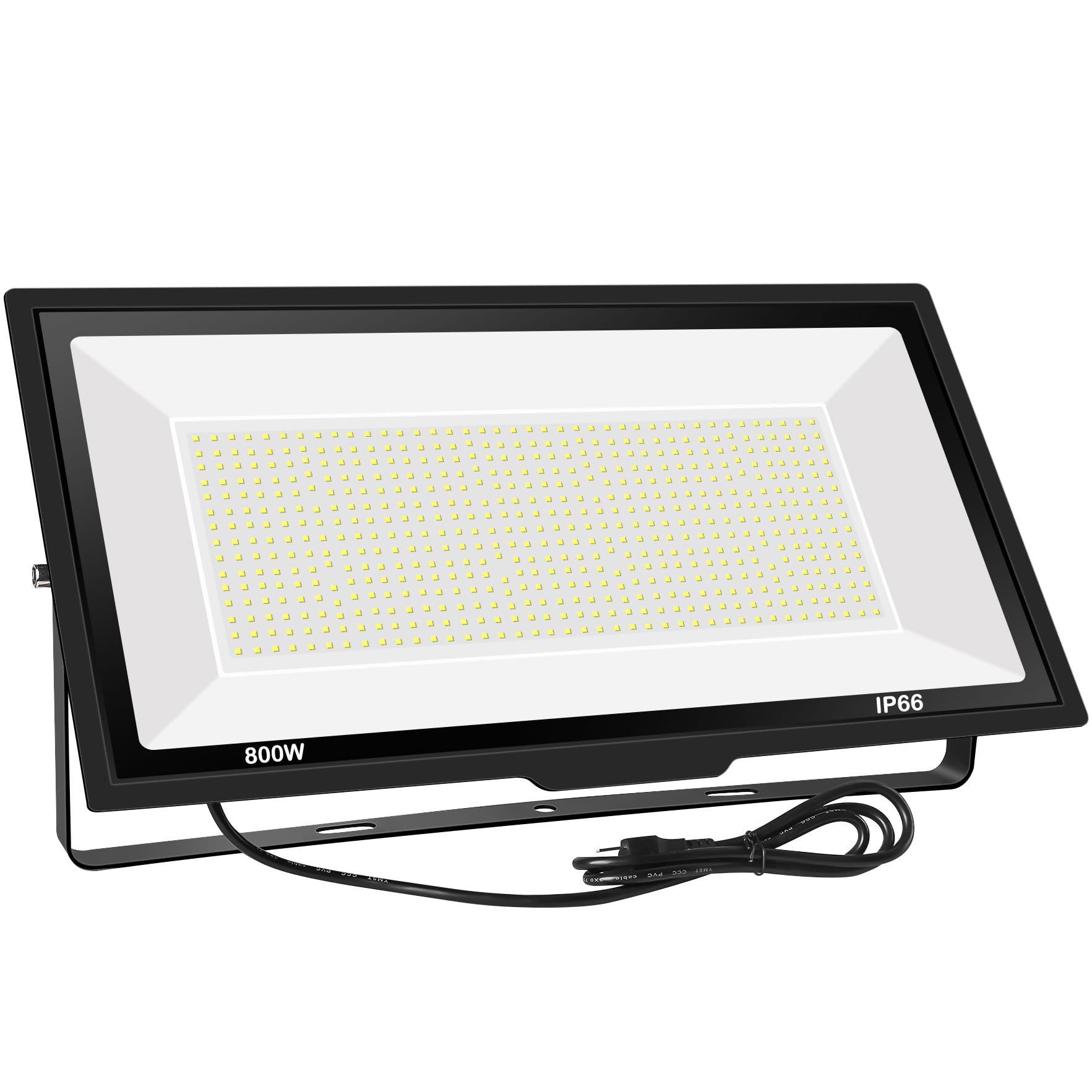 Gopretty 800W Led Flood Light Outdoor 3600W Equivalent Super Bright Floodlight With Plug 80000Lm 6000K Daylight White Ip66 Waterproof Commercial Lighting For Sports Fields Courts  Arena  Stadium