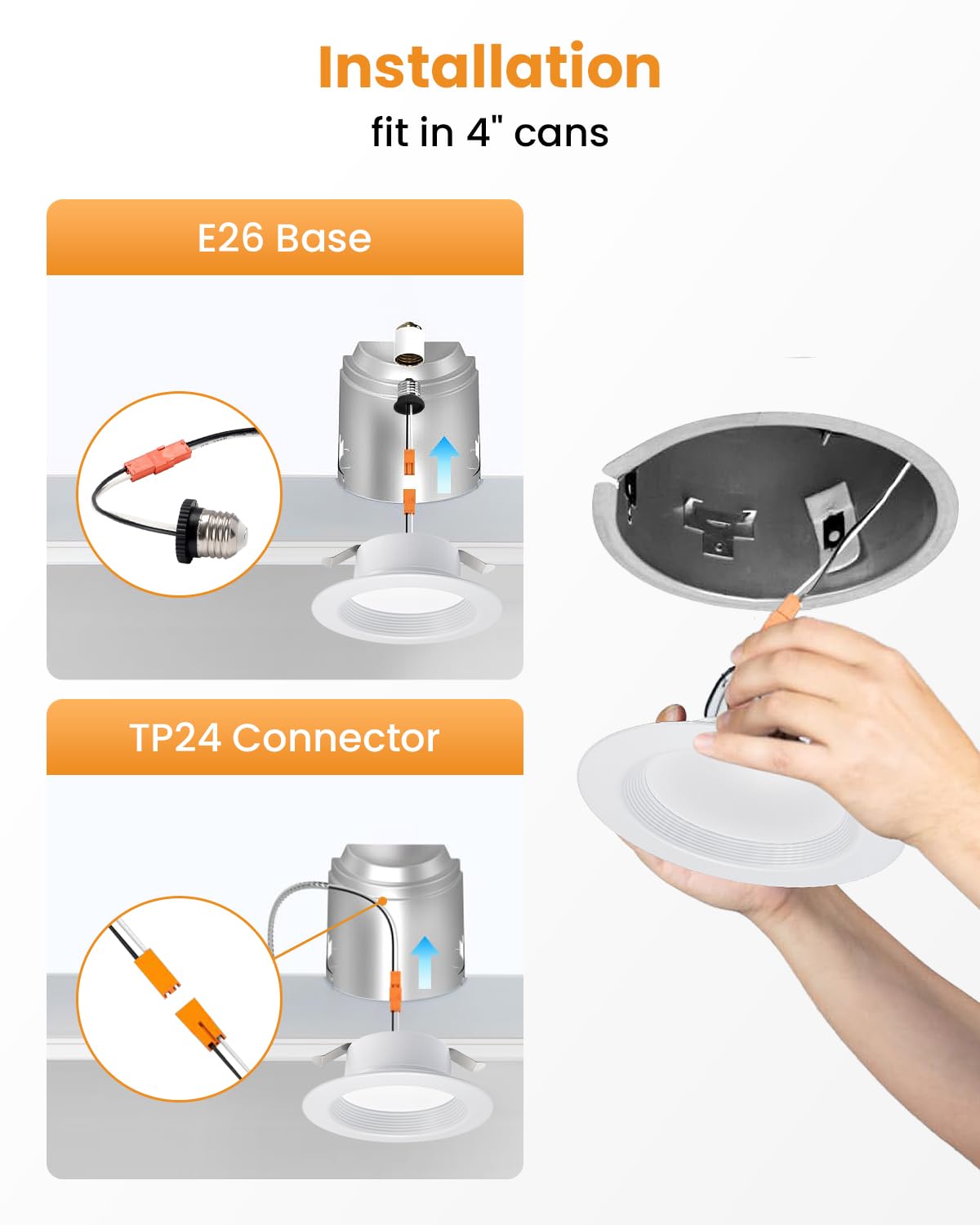 Wembanma 4-Inch LED Recessed Lighting, 9W 800LM, Dimmable, 2700K-6000K, Gold, Wet Rated, Model