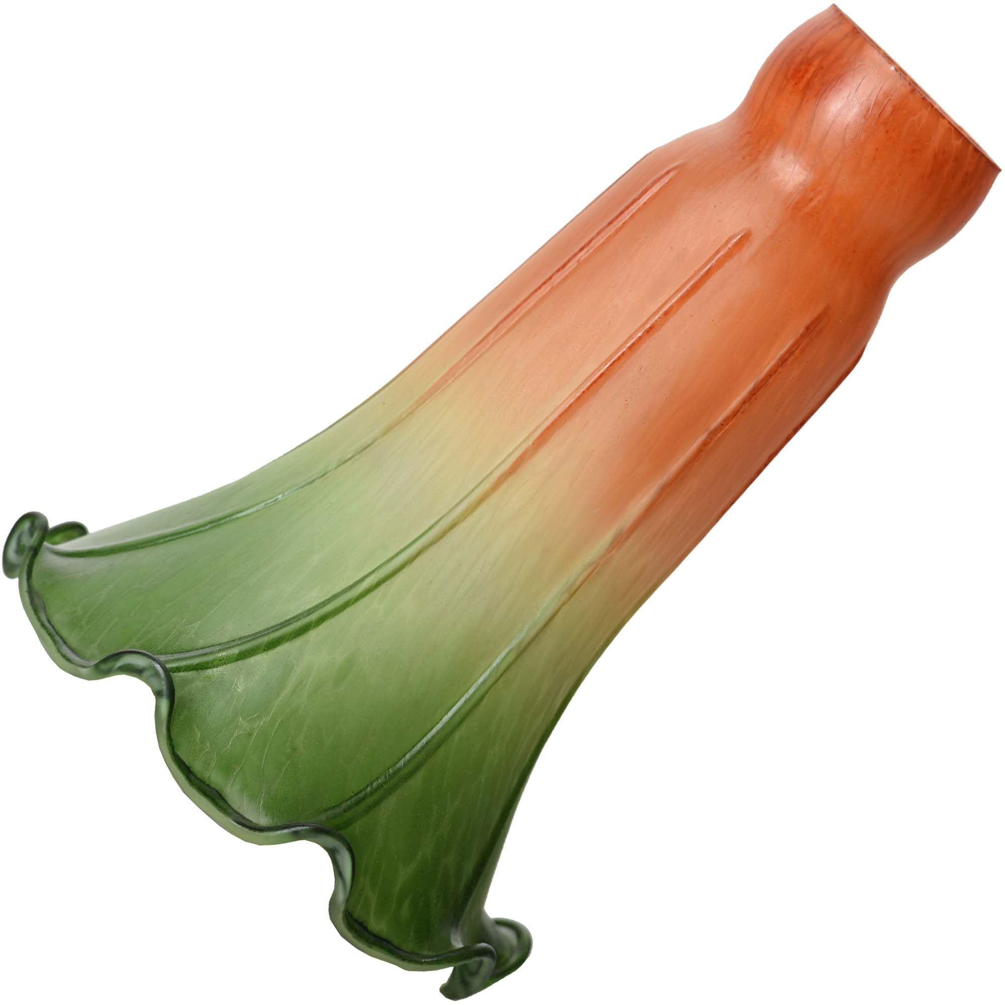 Bieye LS23 Lily Flower Blown Glass Lampshade (Orange Green, Opening I.D. 1.26'' x O.D. 1.5'')