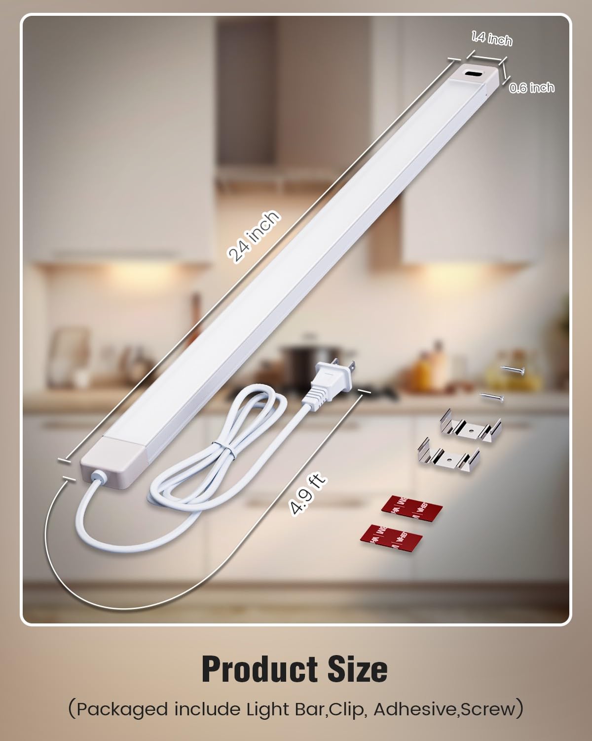 Myplus 24 Inch Under Cabinet Lights With Hand Wave, Under Counter Lighting 4000K Natural White,Dimmable,Plug And Play,Led Lights