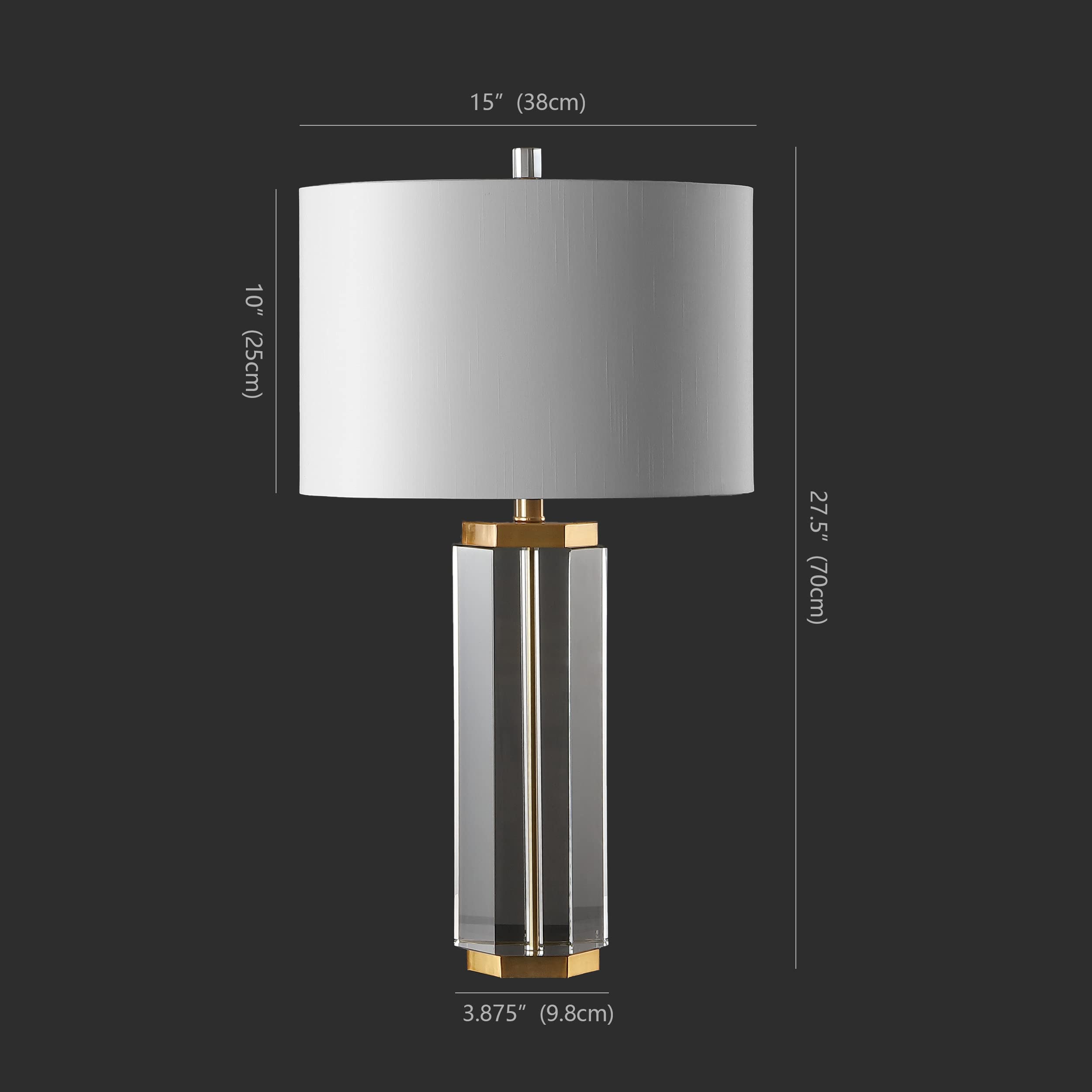 SAFAVIEH Couture Lighting - Roshan 27.5-Inch Crystal Table Lamp - Clear & Gold - Modern Slim Pillar Design - Ideal for Living Ro