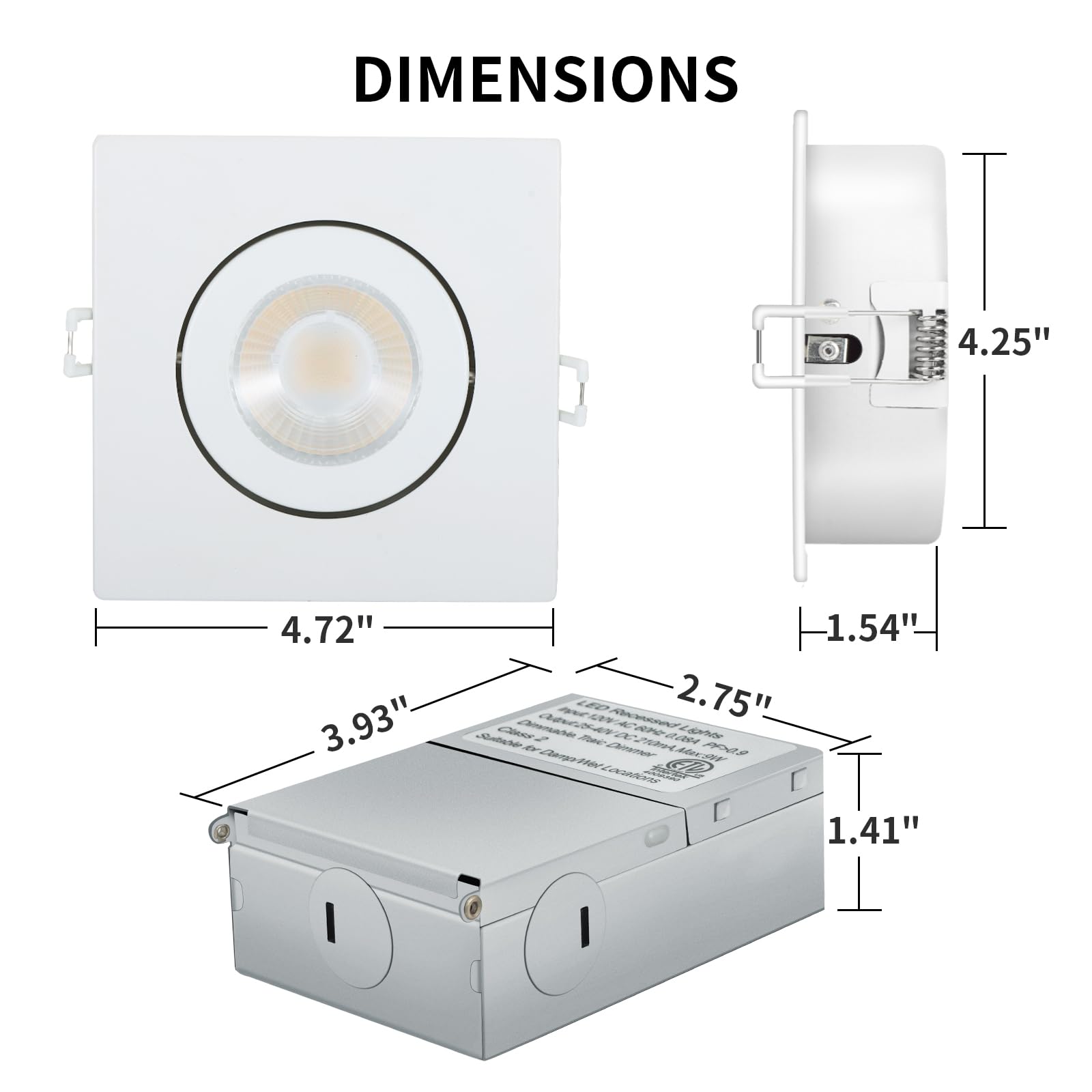 Knlnny Ware Square Recessed Lighting 4 Inch (6 Pack),Eyeball Gimbal Recessed Lights,Wet Rated, Canless Recessed Light,5Cct Selec