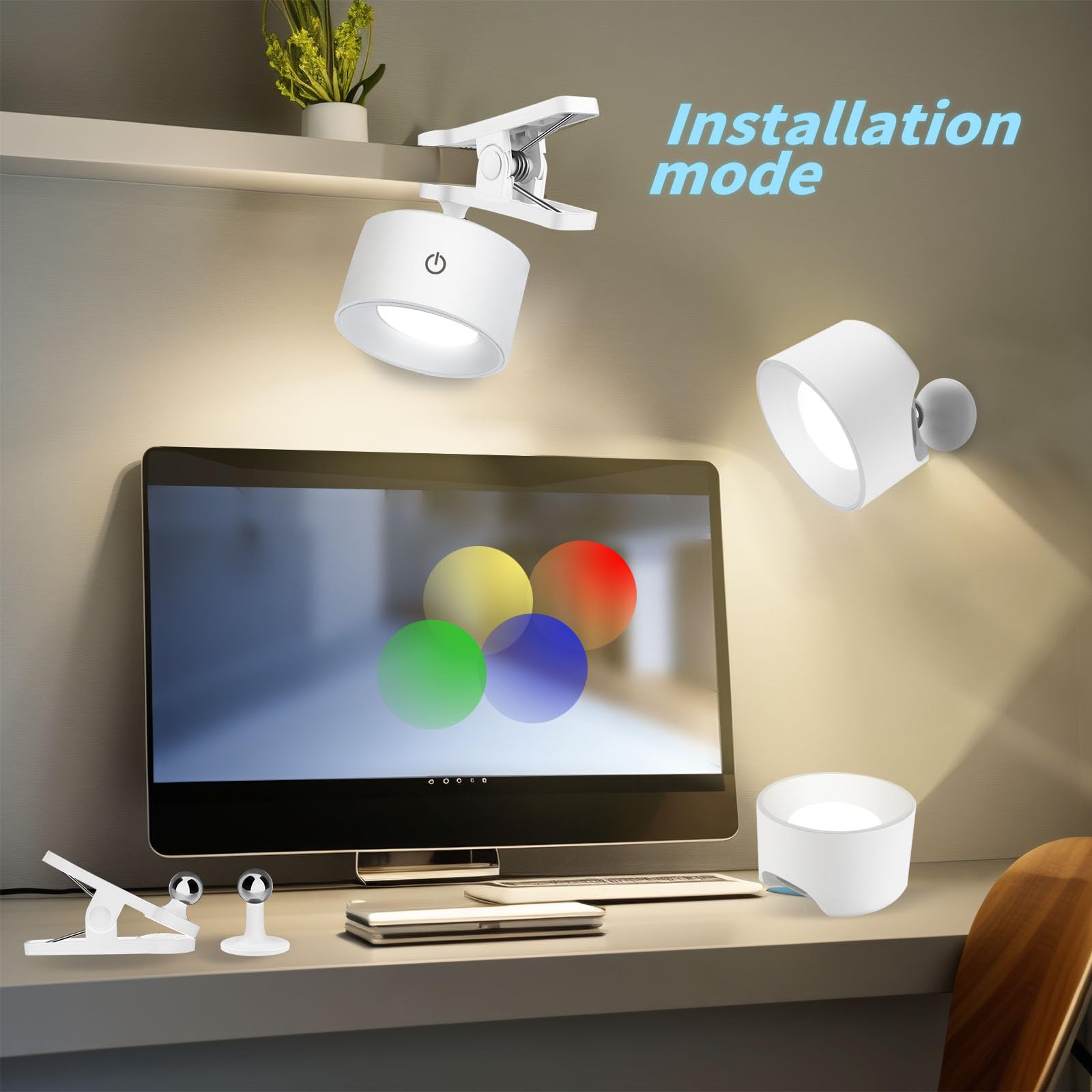 Adetu Led Wall Sconces 2 Pcs With Remote, Wall Mounted Lights Rechargeable Battery Operated, 3 Color Temperatures & Dimmable Wal