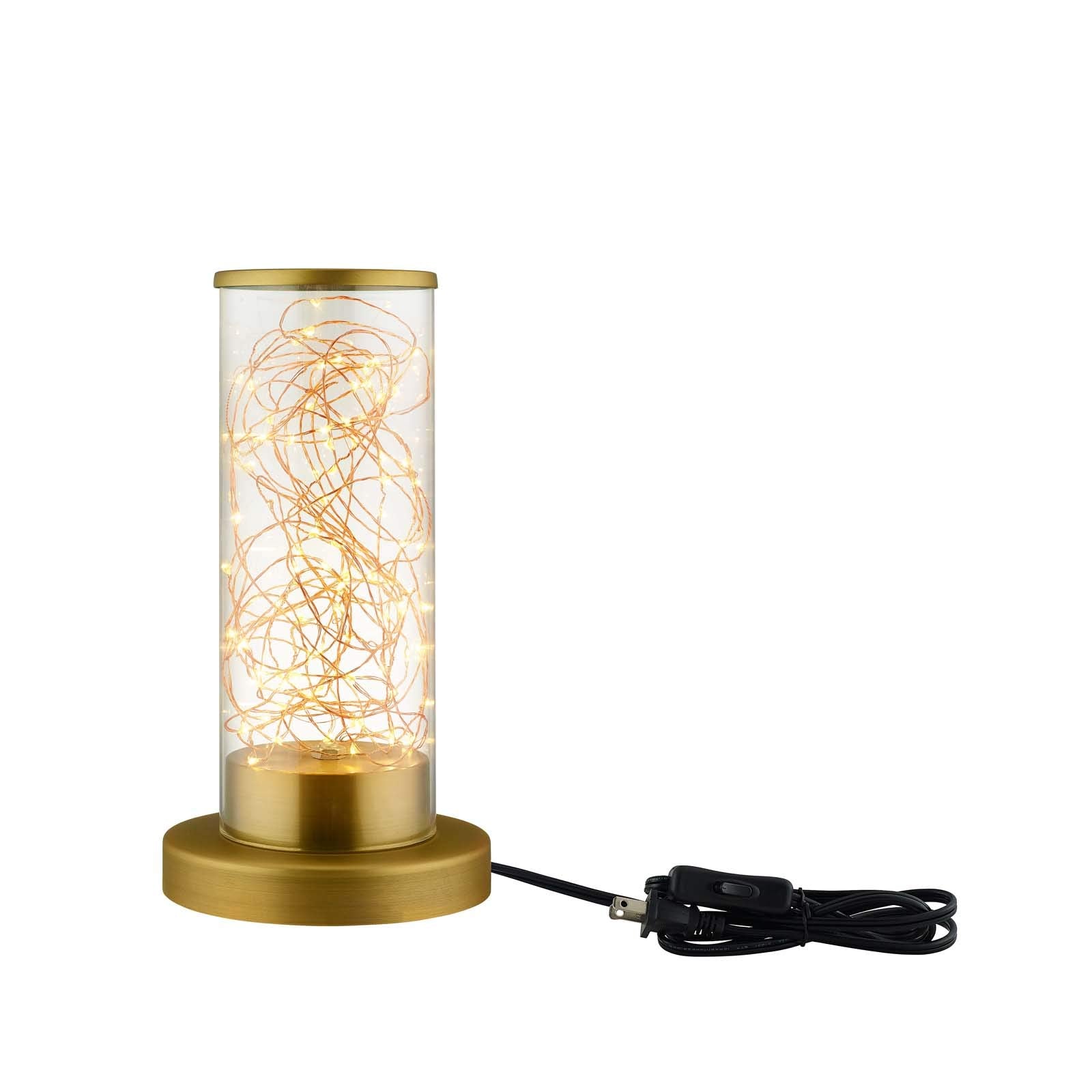 Modway Adore Cylindrical Shaped Clear Glass and Brass Bedside Lamp, Desk Lamp or Table Lamp