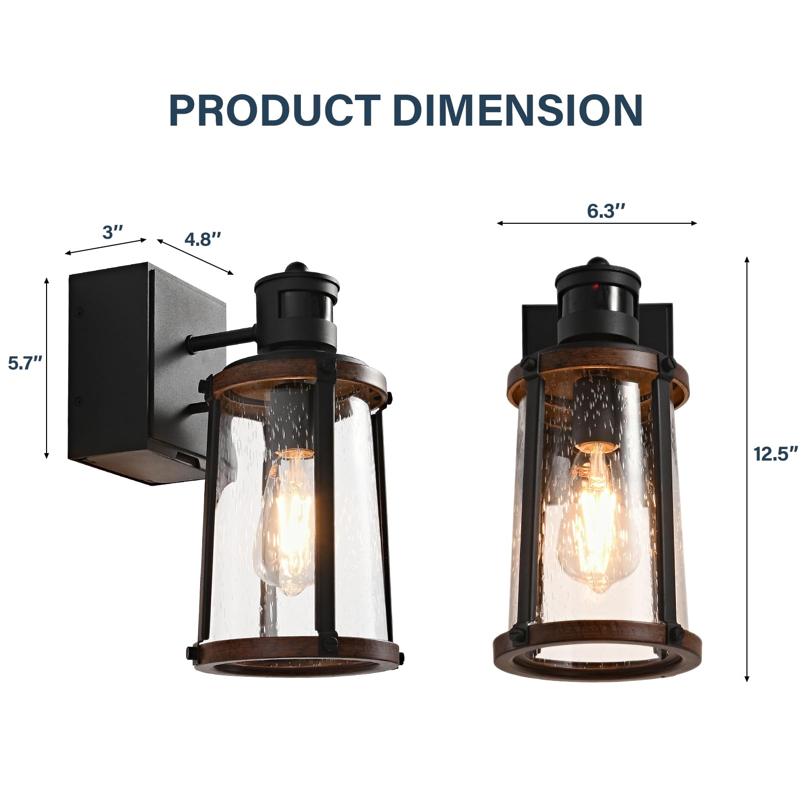 JOKAONOTL Dusk to Dawn Motion Sensor Outdoor Lighting Waterproof Outside Porch Lights with GFCI Outlets Exterior Lighting Fixtur