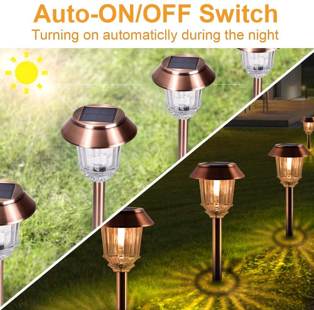 Xmcosy+ Solar Pathway Lights Outdoor - 6 Pack Solar Garden Lights, Solar Lights Outdoor Auto On/Off Ip65 Waterproof Solar Powere